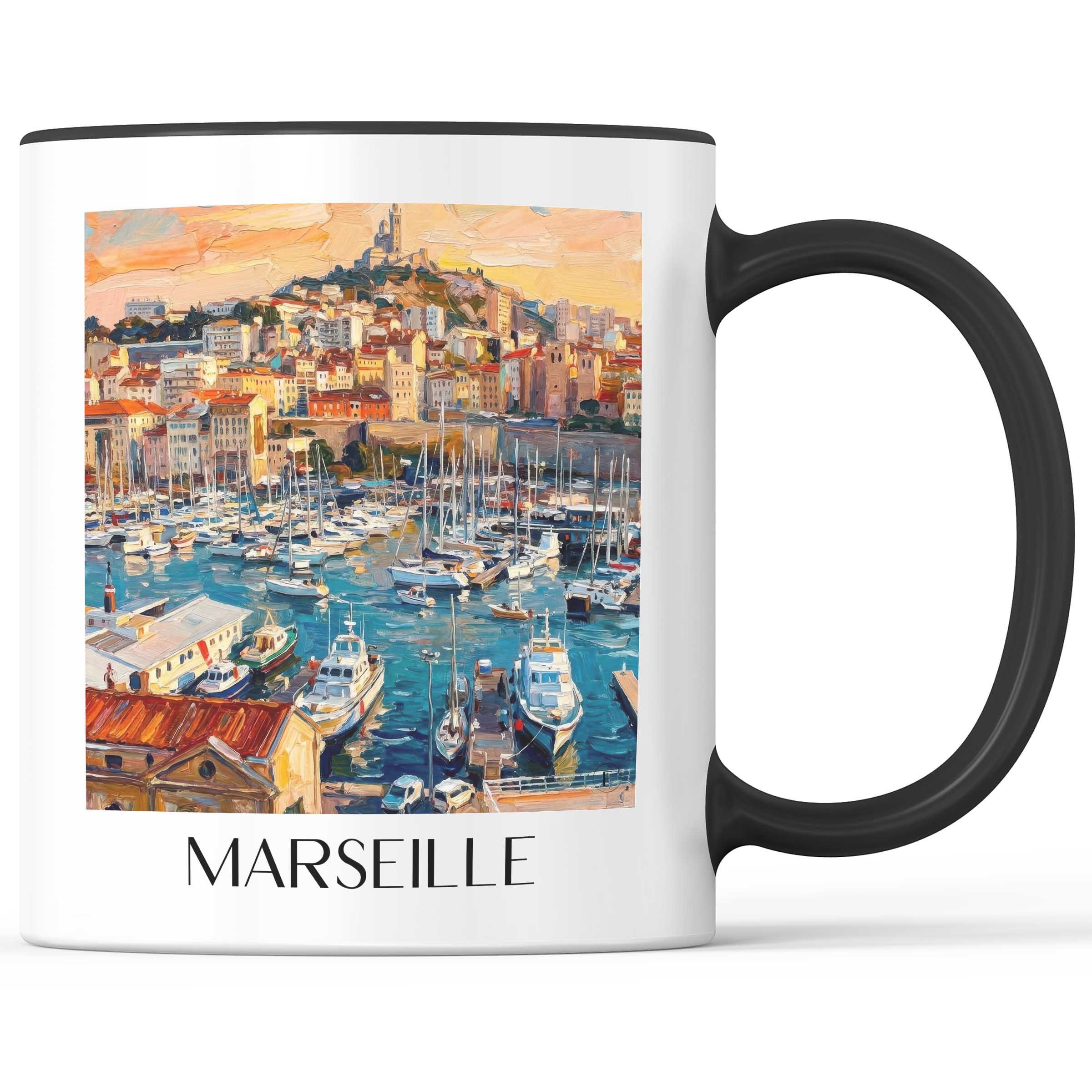 Marseille Kaffeebecher - Frankreich - Frankreich Becher - Kaffeetasse im Ölgemälde Stil - favplace