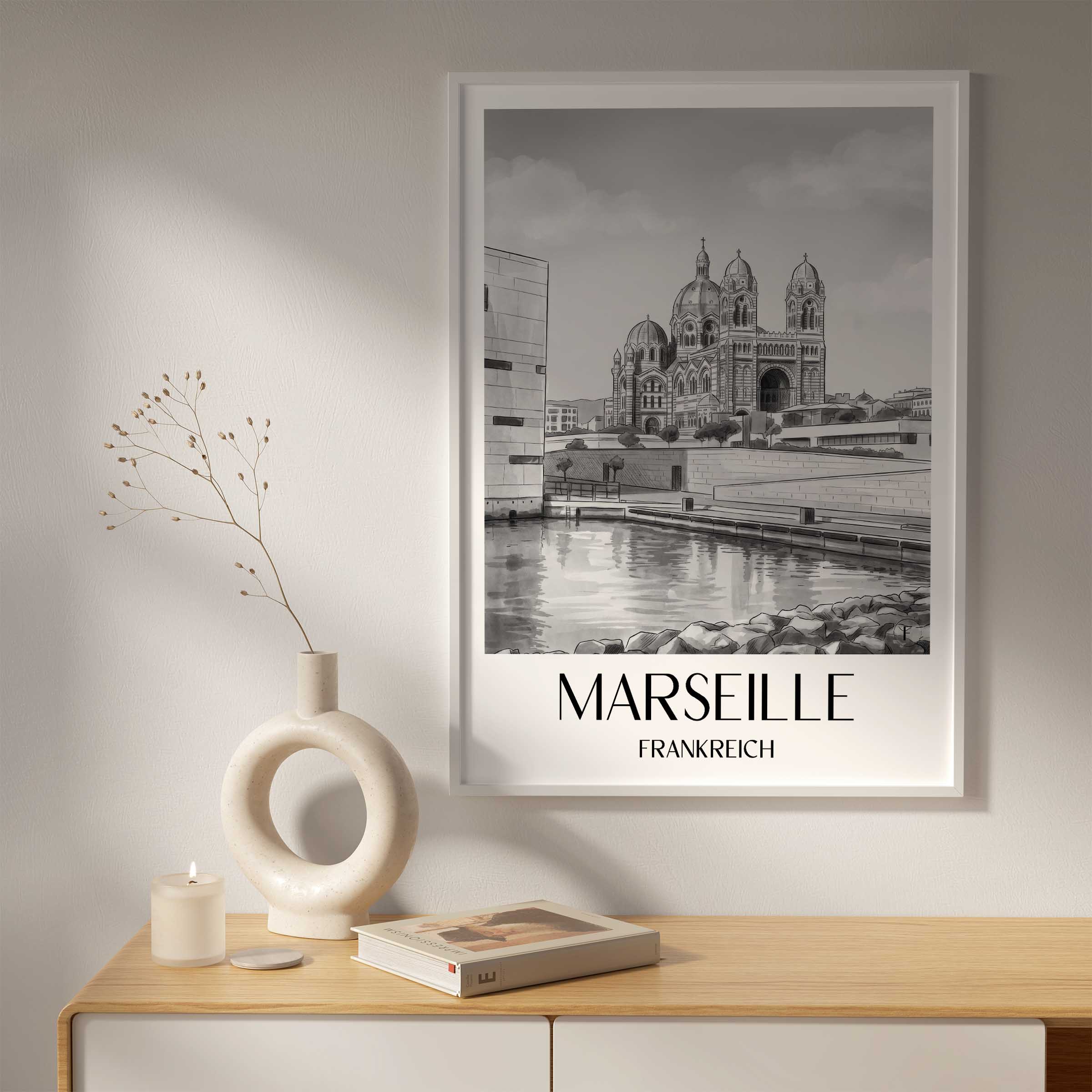 marseille-frankreich-poster-aquarell-schwarz-weiss
