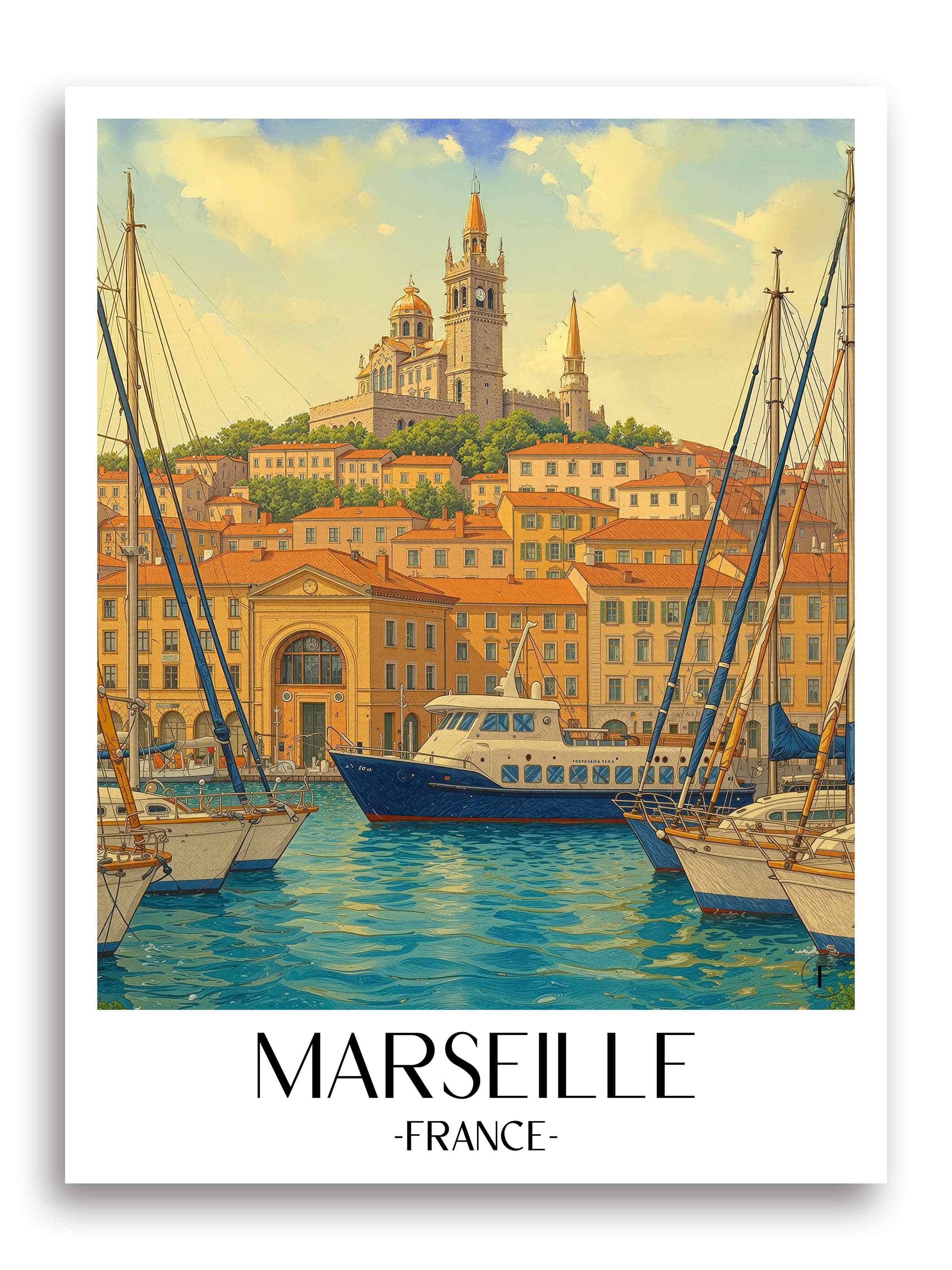 Marseille Poster - Frankreich Kunstdruck - Aquarell von A4 bis A1 - favplace