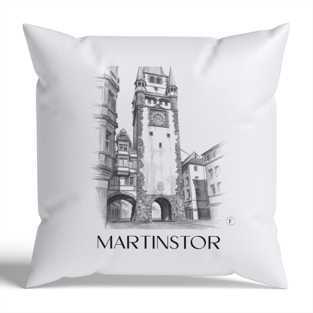 Martinstor Kissenhülle - Zierkissen Bezug - Freiburg - Deutschland Kissen bzw. Kissenbezug im Zeichnung Stil - favplace