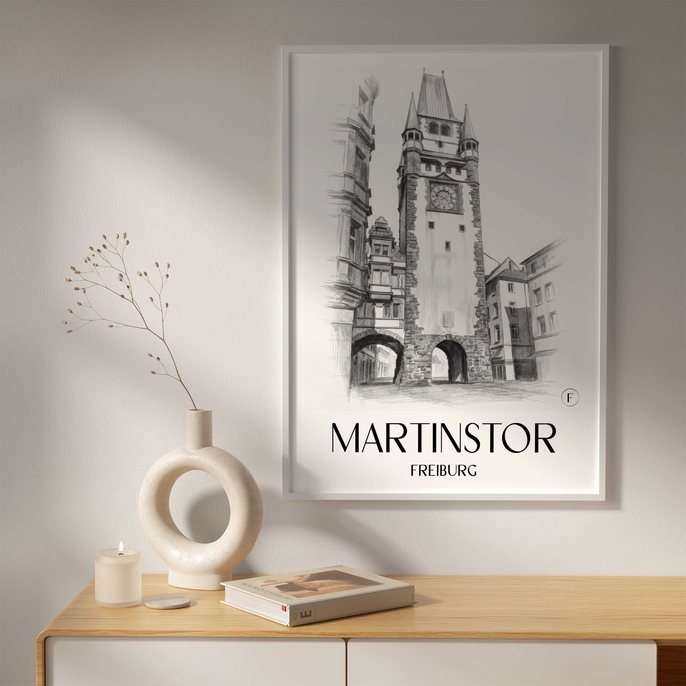 martinstor-freiburg-deutschland-poster-bleistift-zeichnung-drawing