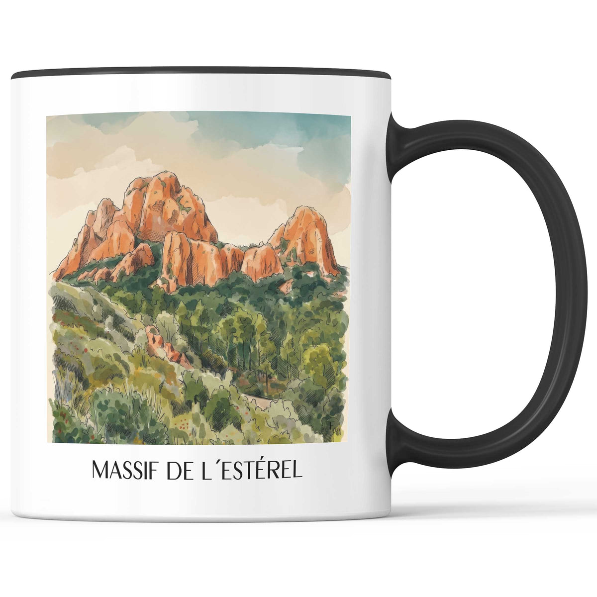 massif-de-l´estérel-côte-d´azur-frankreich-kaffeebecher-aquarell