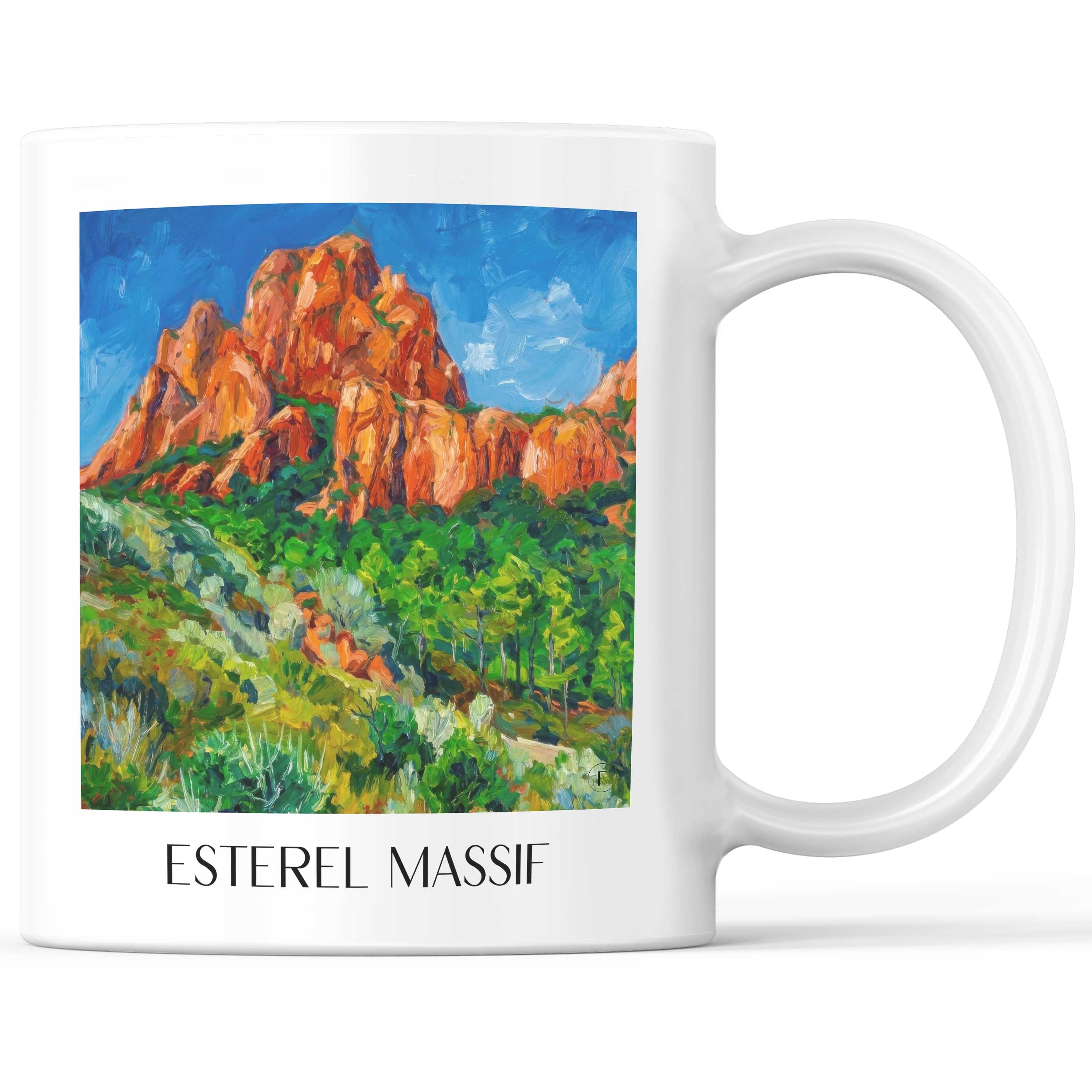 Massif de l´Estérel Kaffeebecher - Côte d´Azur - Frankreich Becher - Kaffeetasse im Ölgemälde Stil - favplace