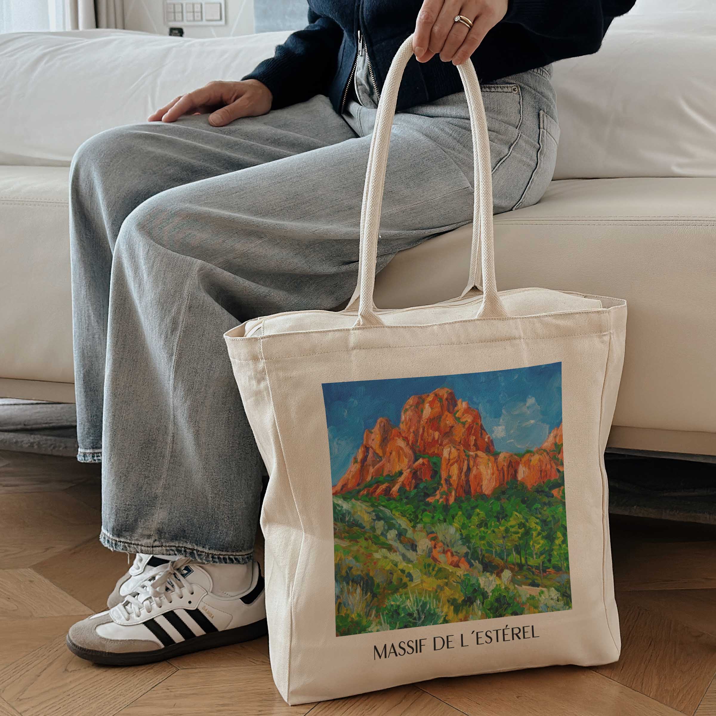 massif-de-l´estérel-côte-d´azur-frankreich-einkaufstasche-oil-painting-oelgemaelde