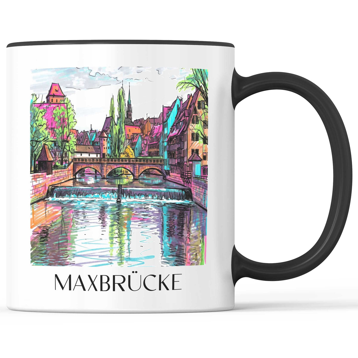 Maxbrücke Kaffeebecher - Nürnberg - Deutschland Becher - Kaffeetasse im Tag Graffiti Stil - favplace