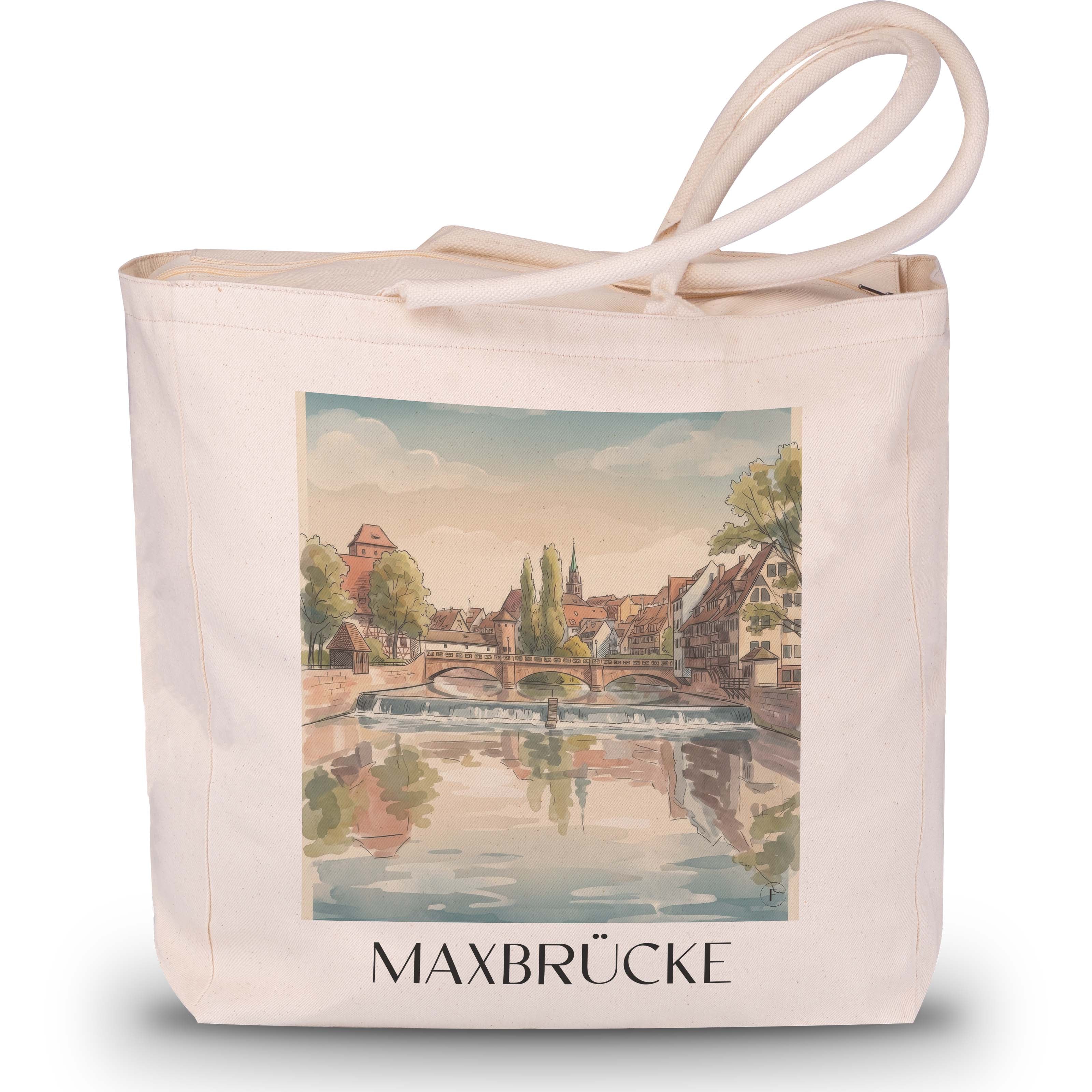 maxbrücke-nürnberg-deutschland-einkaufstasche-aquarell