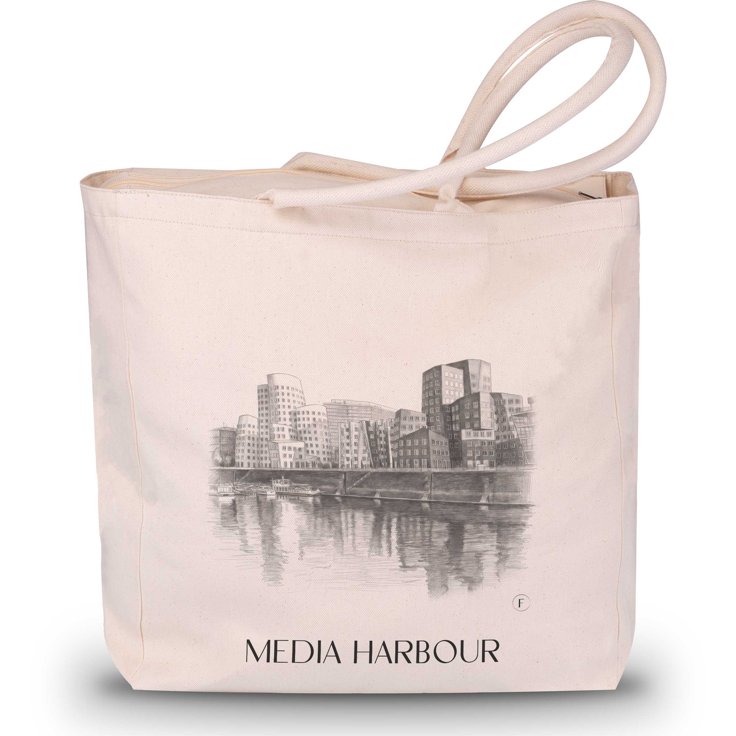 Media Harbor Shopping Bag - Düsseldorf - Germany Tote Bag - Drawing Style Shopping Bag