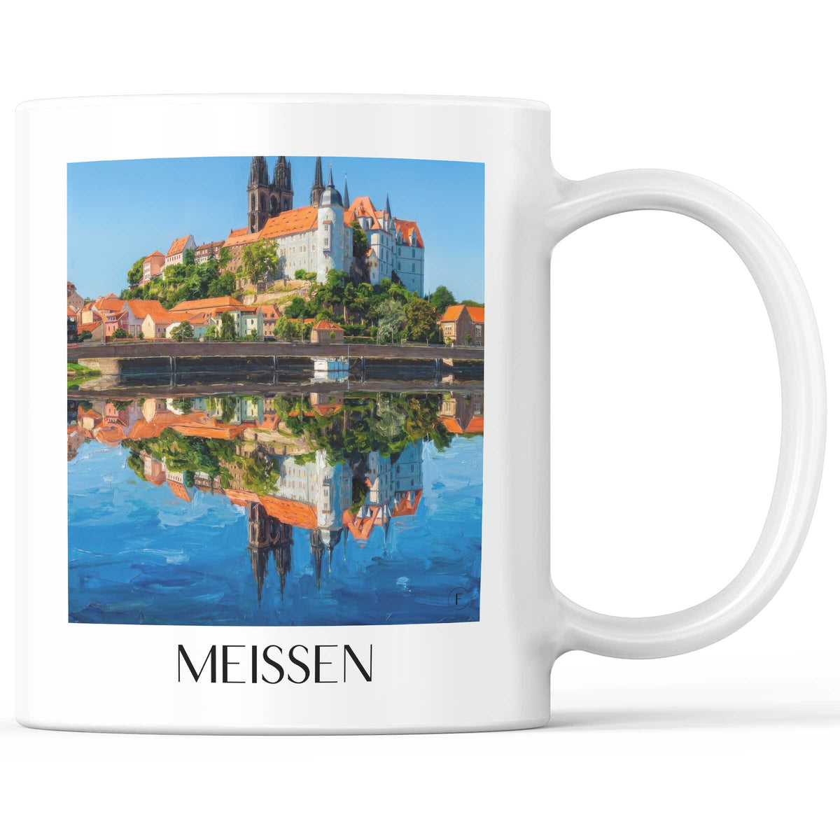 Meißen Kaffeebecher - Elbtal - Deutschland Becher - Kaffeetasse im Ölgemälde Stil - favplace