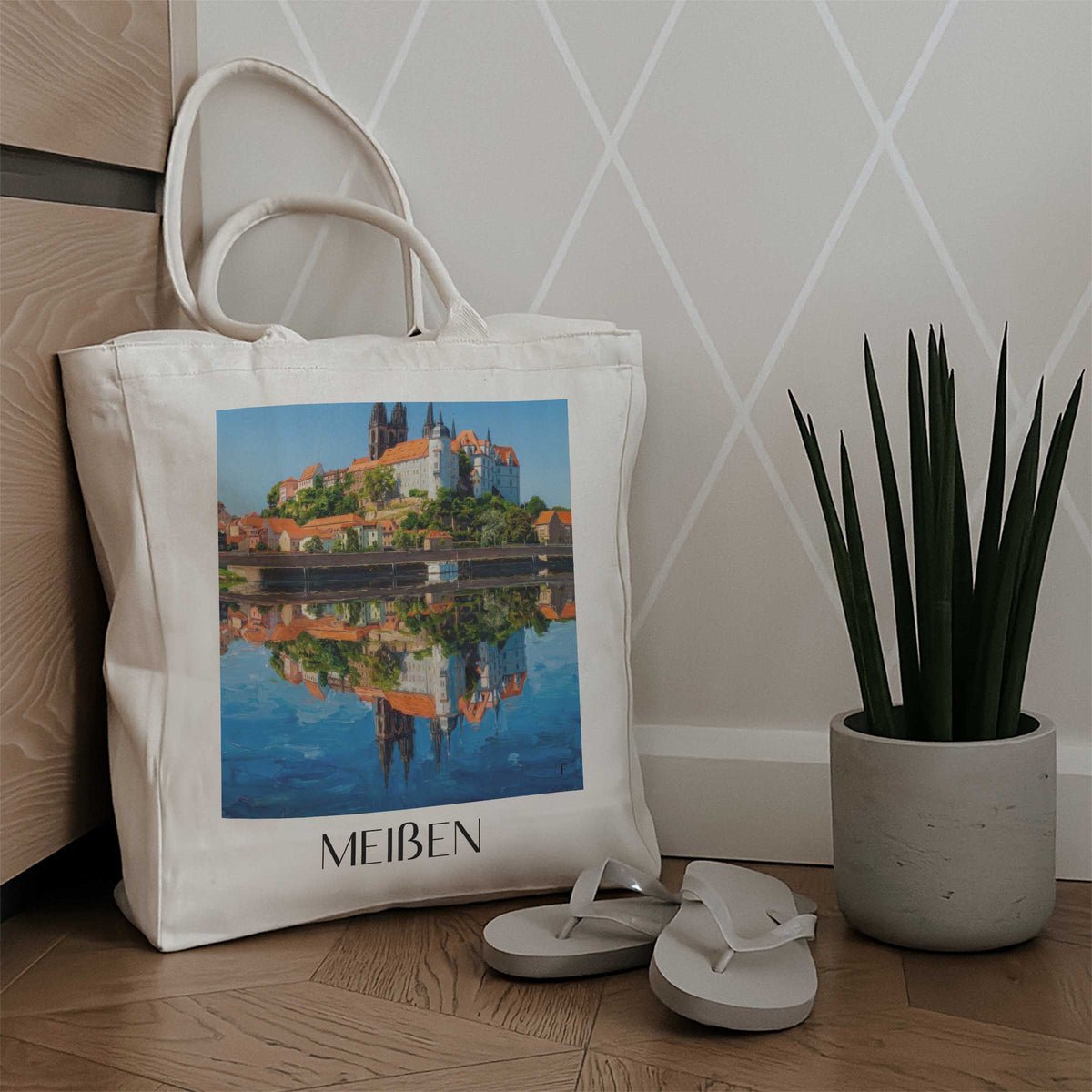 meißen-elbtal-deutschland-einkaufstasche-oil-painting-oelgemaelde