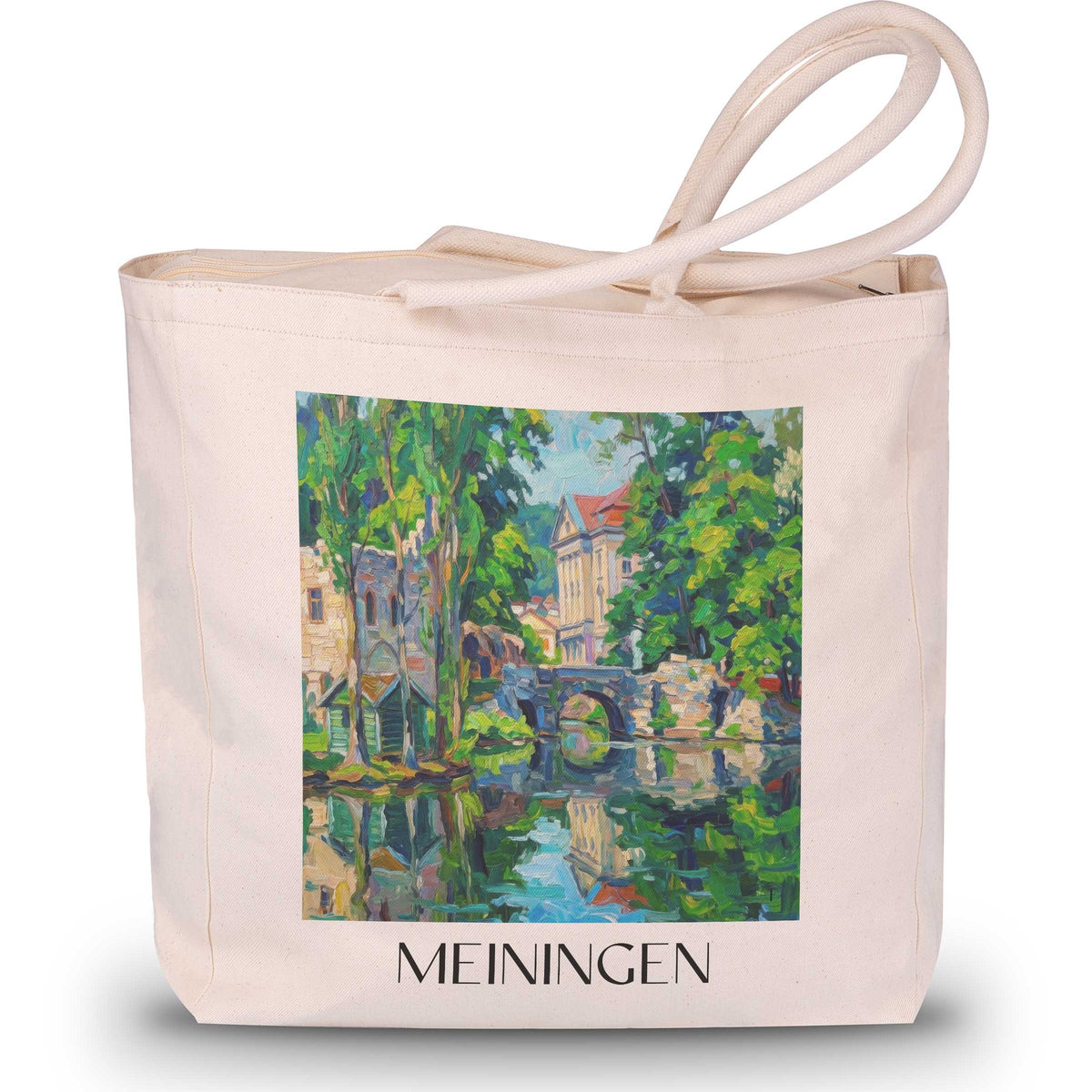 Meiningen Shopping Tasche - Werratal - Deutschland Tote Bag - Einkaufstasche im Ölgemälde Stil - favplace