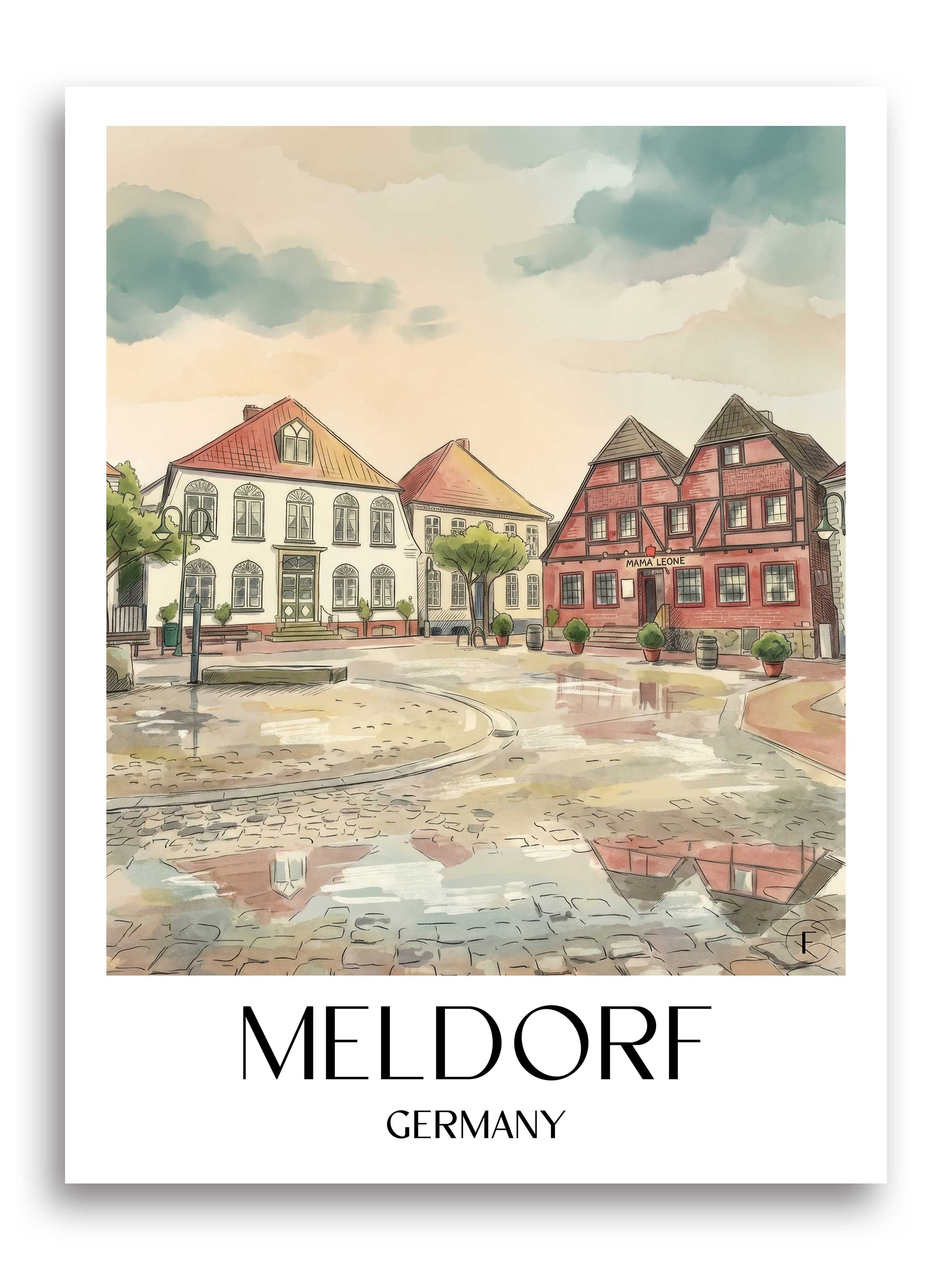 Meldorf Poster - Schleswig-Holstein - Deutschland Kunstdruck - Aquarell von A4 bis A1 - favplace