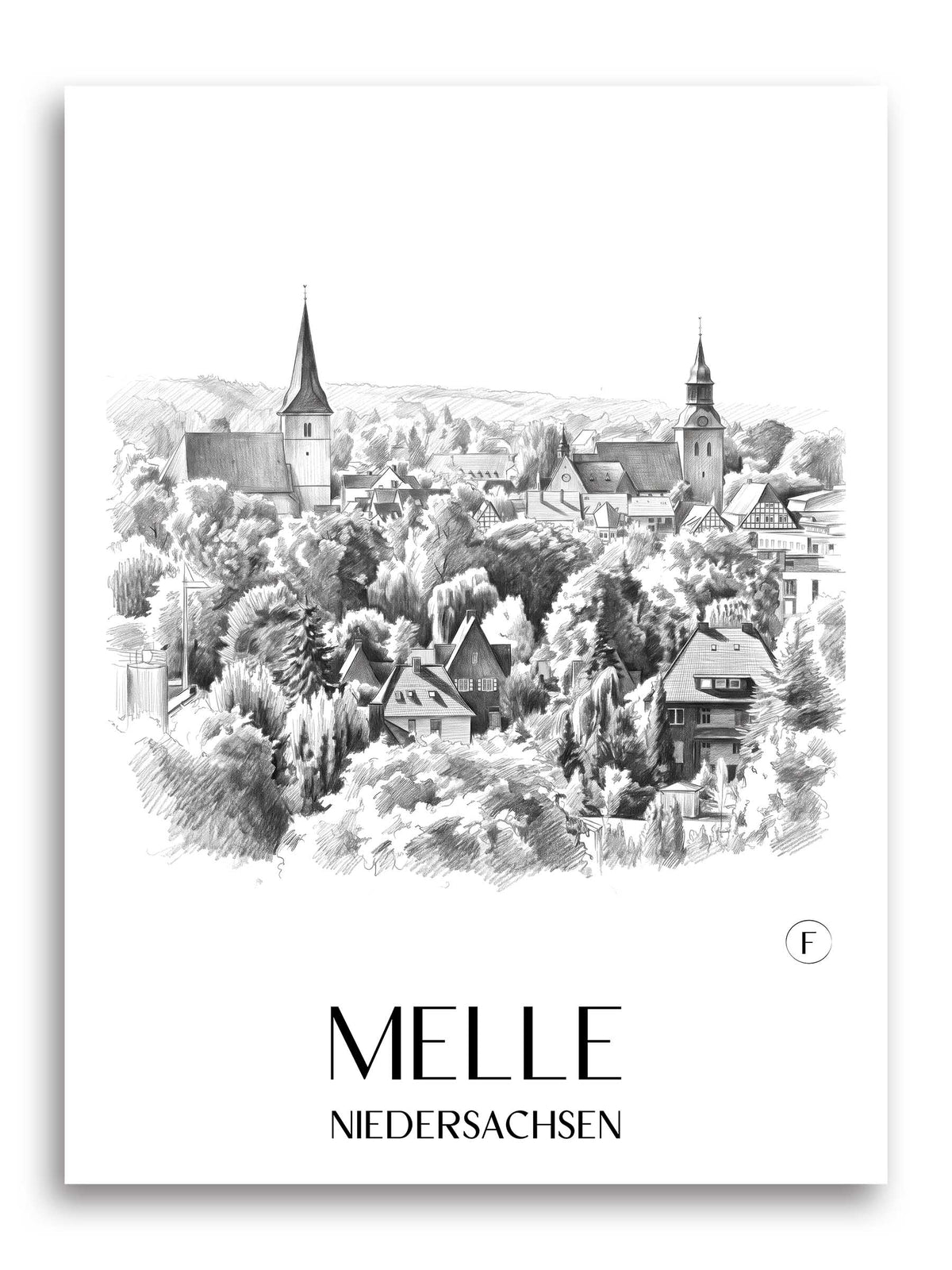 melle-niedersachsen-deutschland-poster-bleistift-zeichnung-drawing