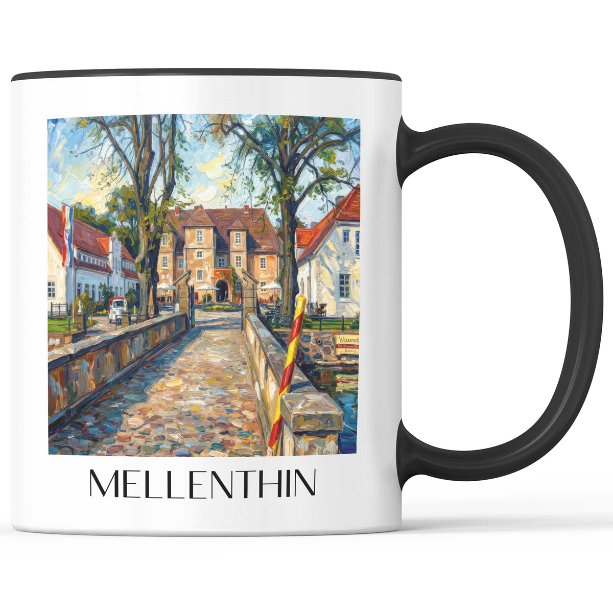 Mellenthin Kaffeebecher - Usedom - Deutschland Becher - Kaffeetasse im Ölgemälde Stil - favplace