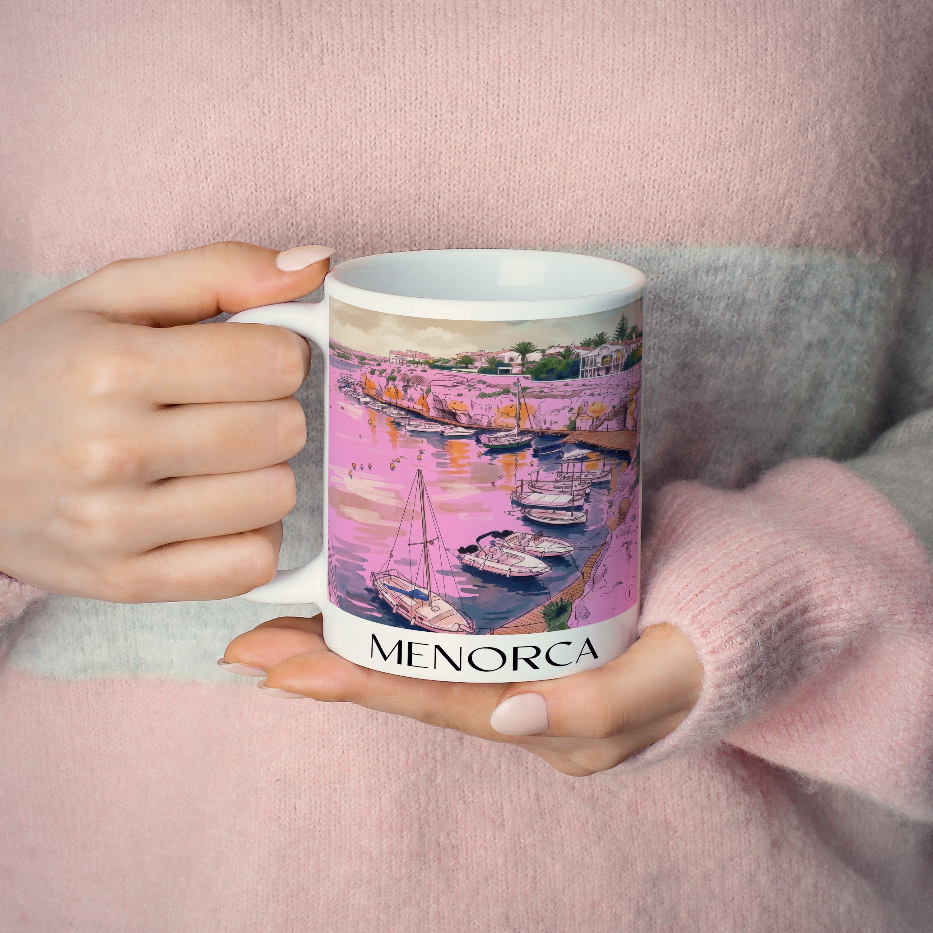menorca--spanien-spanien-kaffeebecher-aquarell-pink-rosa