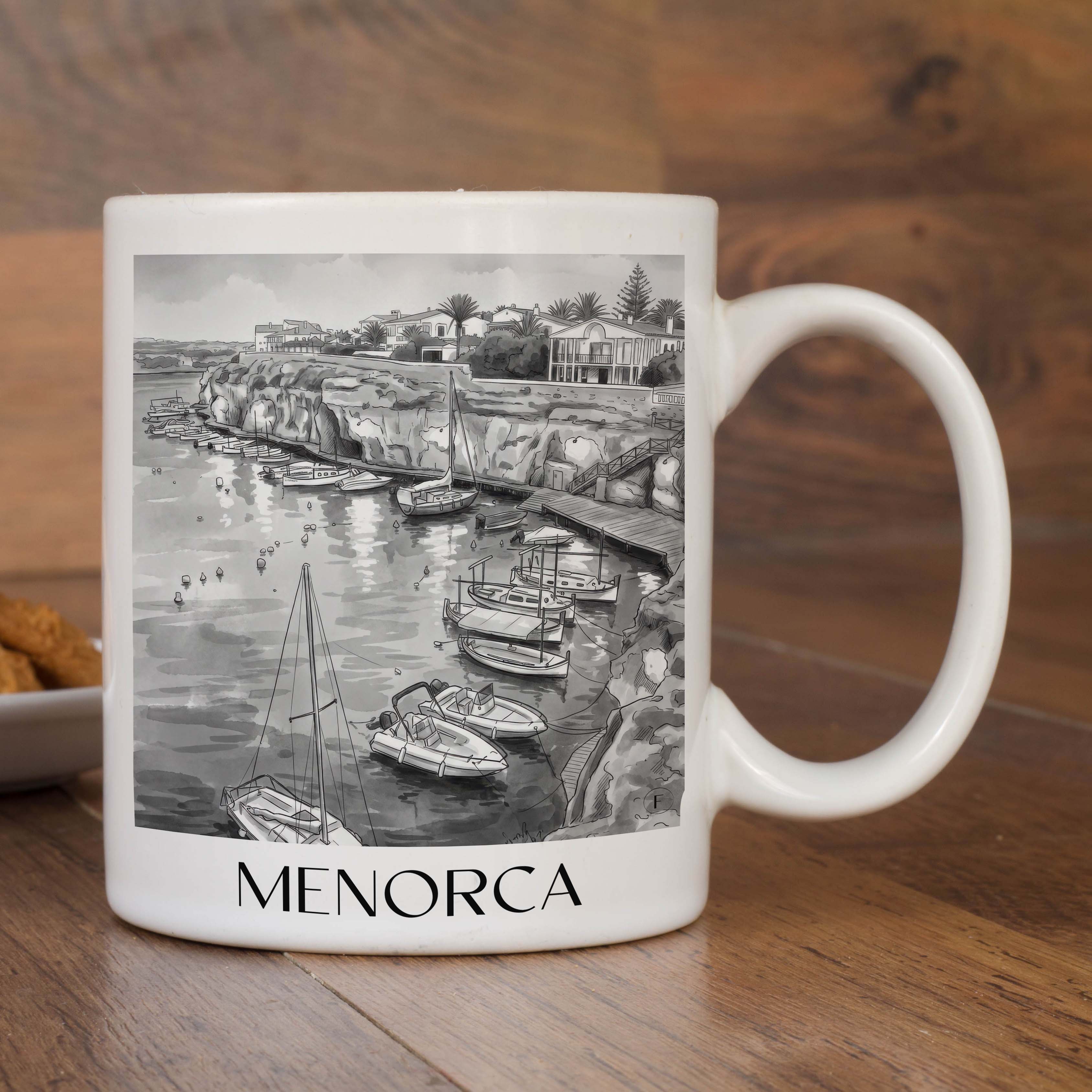 menorca--spanien-spanien-kaffeebecher-aquarell-schwarz-weiss