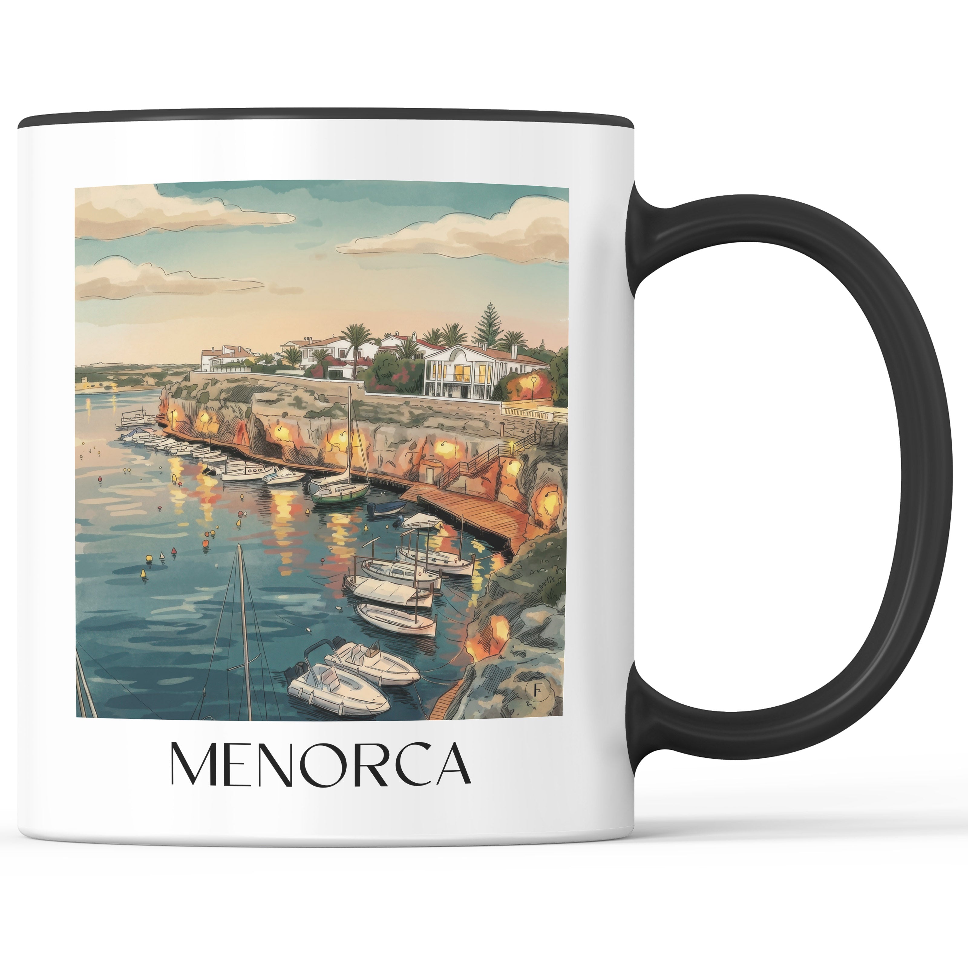 Menorca Kaffeebecher - Spanien - Spanien Becher - Kaffeetasse im Aquarell Stil - favplace