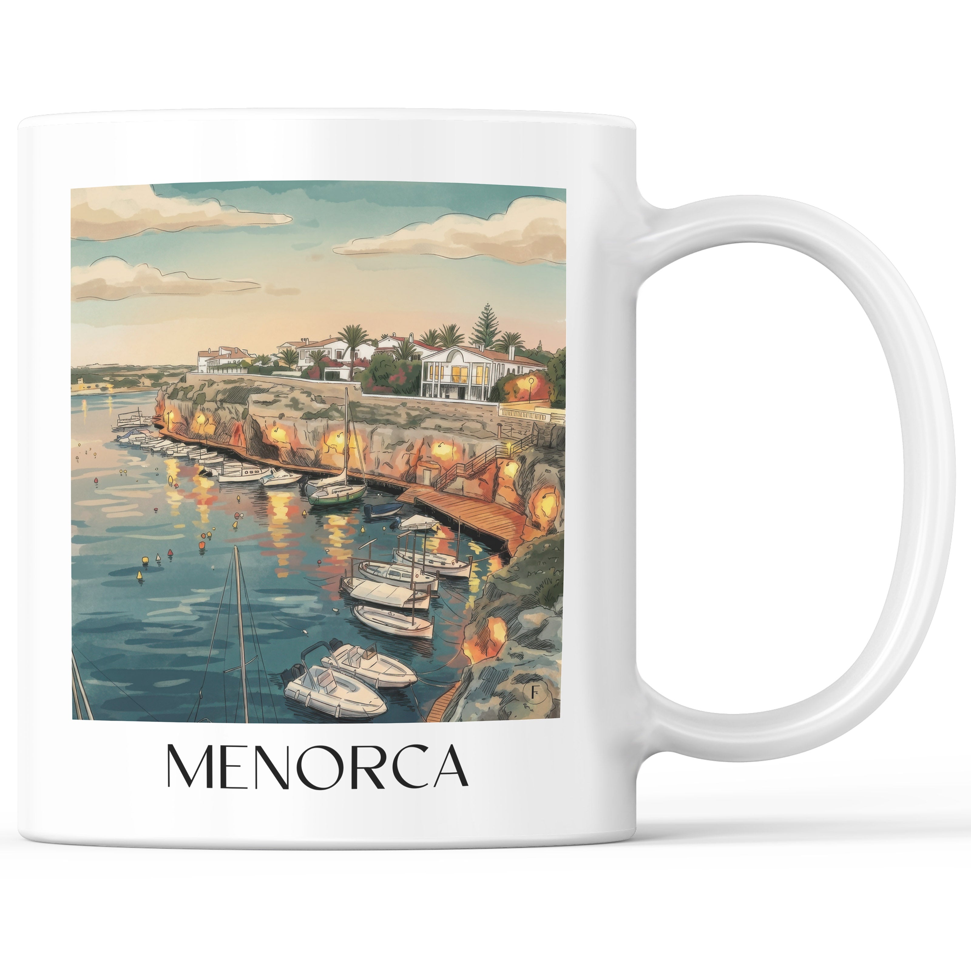 Menorca Kaffeebecher - Spanien - Spanien Becher - Kaffeetasse im Aquarell Stil - favplace