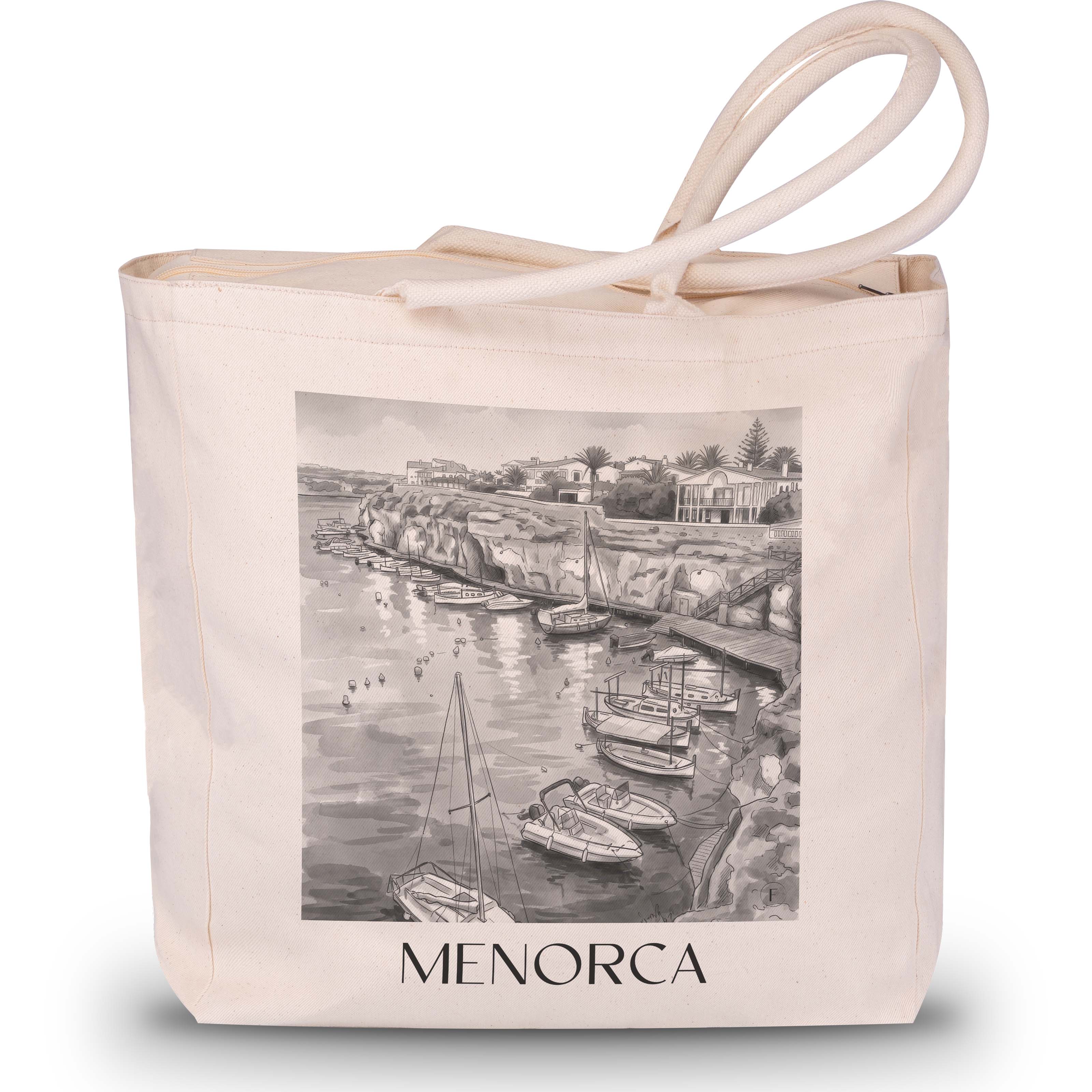 menorca--spanien-spanien-einkaufstasche-aquarell-schwarz-weiss