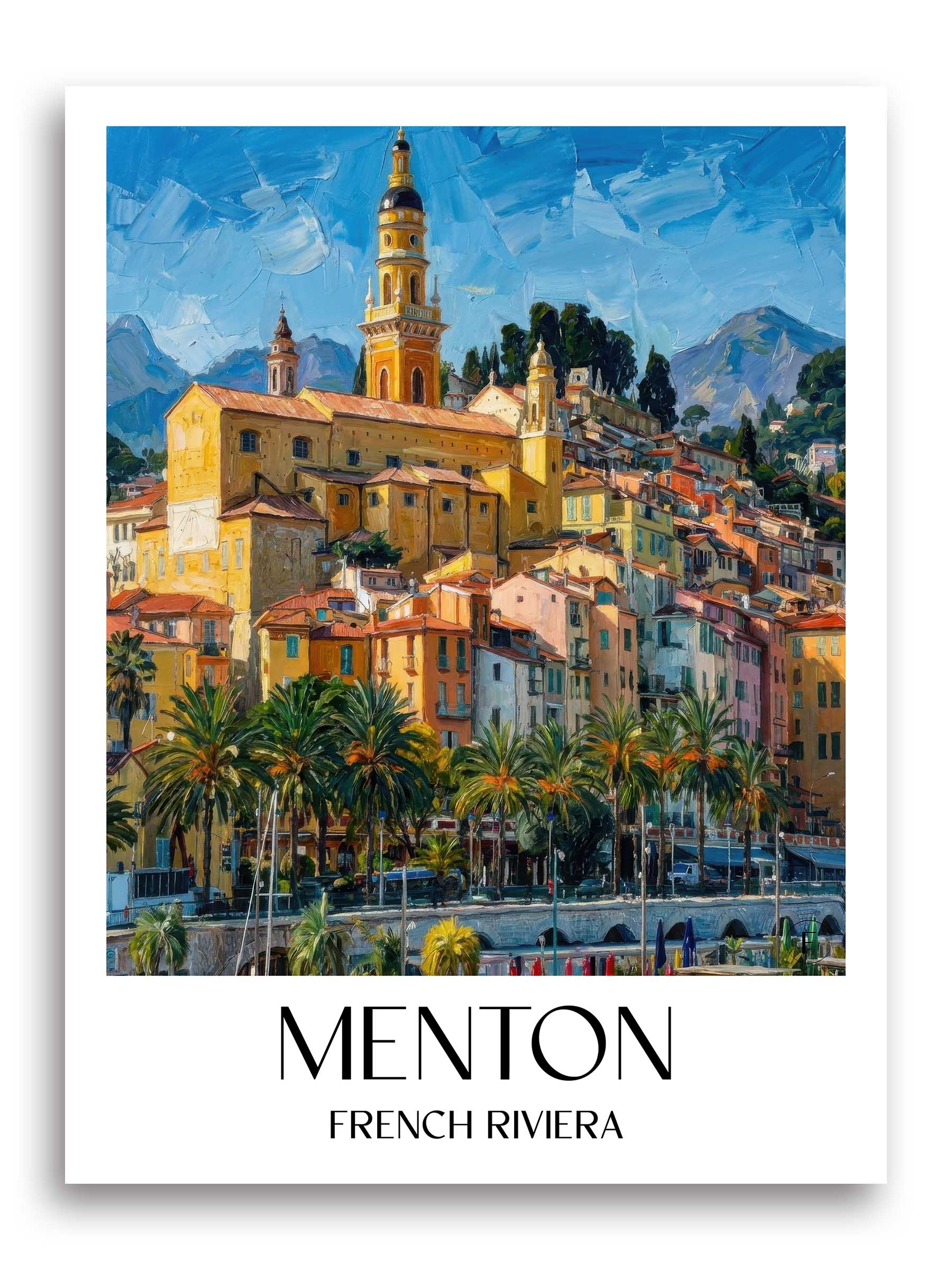 Menton Poster - Côte d´Azur - Frankreich Kunstdruck - Ölgemälde von A4 bis A1 - favplace