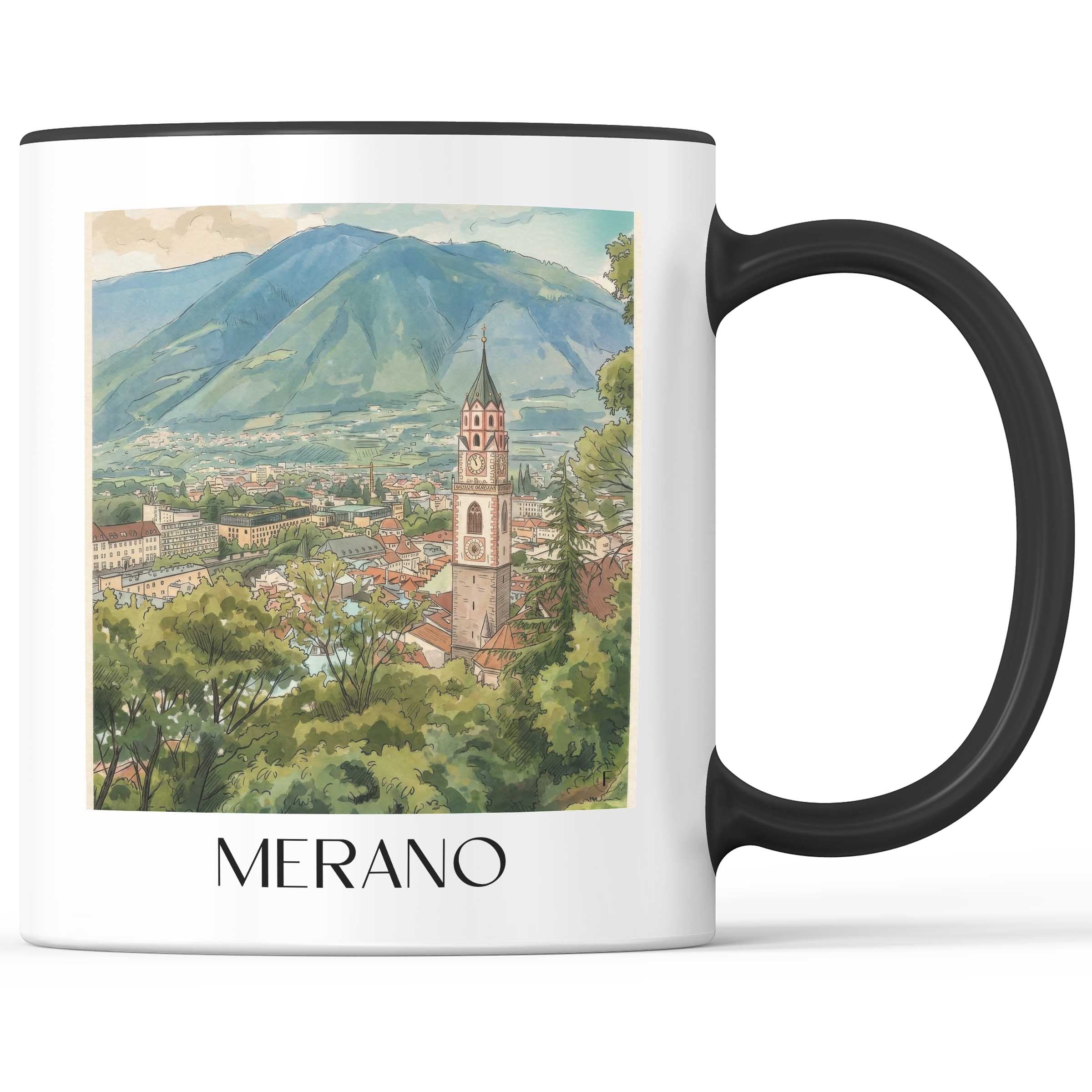 Meran Kaffeebecher - Italien - Italien Becher - Kaffeetasse im Aquarell Stil - favplace