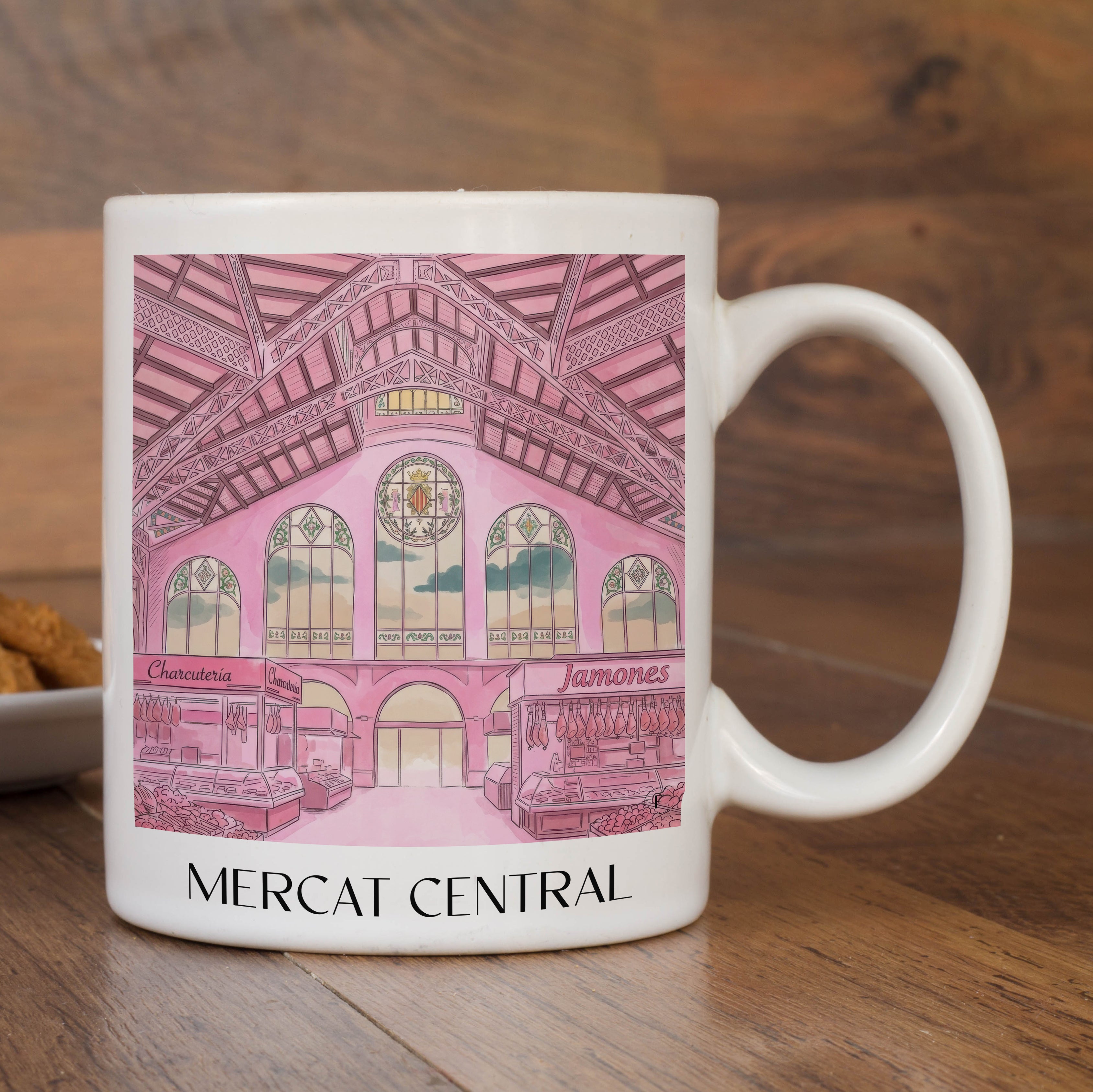 mercat-central-valencia-spanien-kaffeebecher-aquarell-pink-rosa