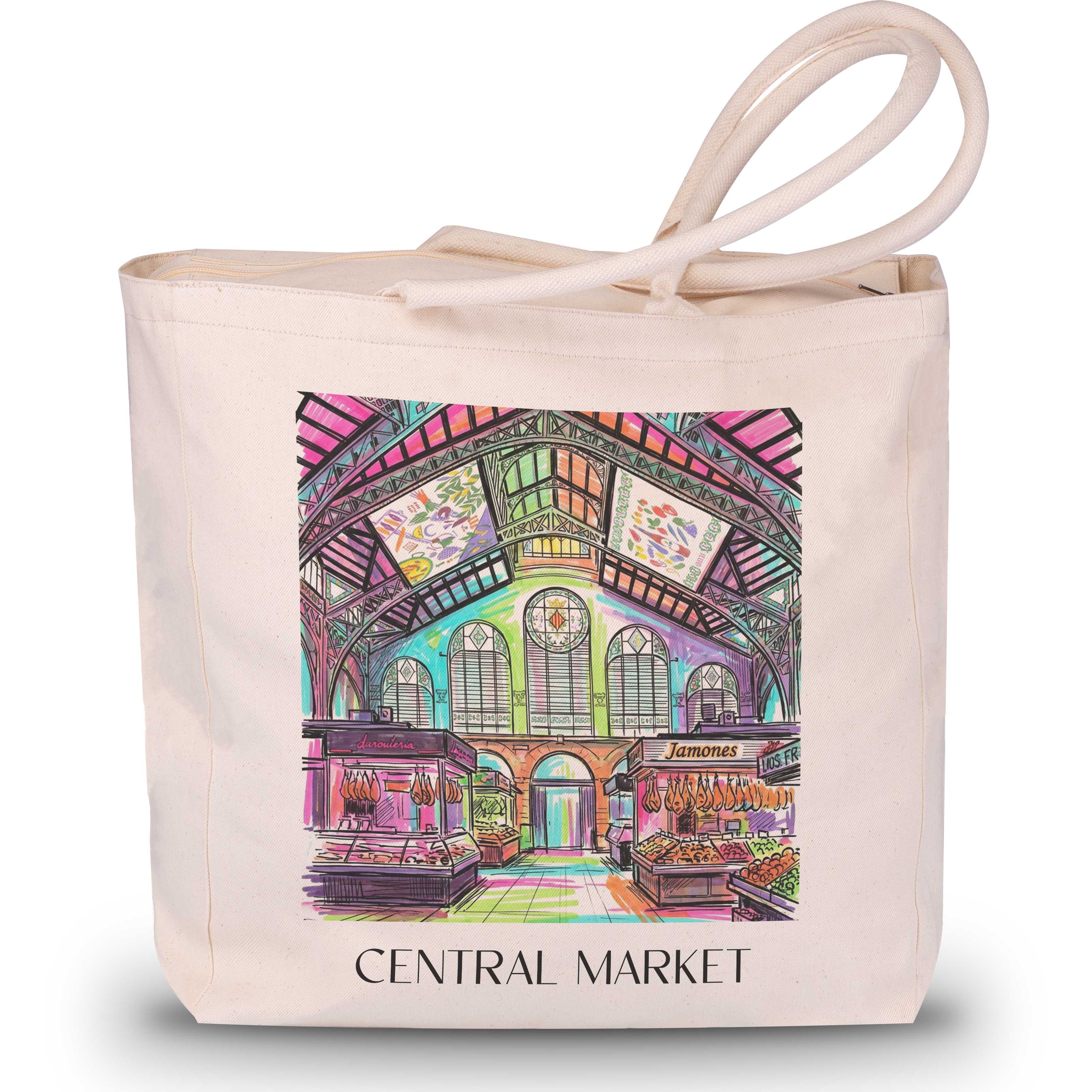 Mercat Central Shopping Tasche - Valencia - Spanien Tote Bag - Einkaufstasche im Tag Graffiti Stil - favplace