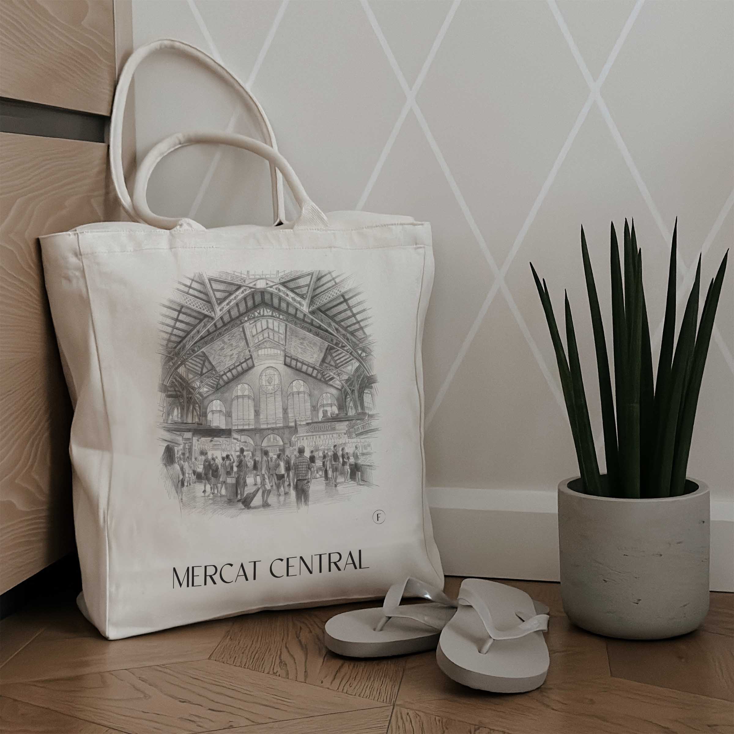 mercat-central-valencia-spanien-einkaufstasche-bleistift-zeichnung-drawing