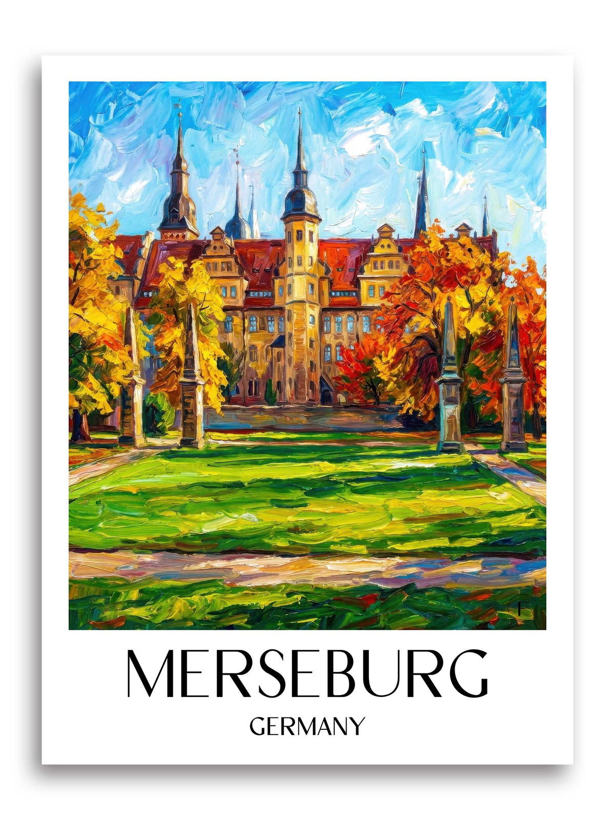 Merseburg Poster - Saale - Deutschland Kunstdruck - Ölgemälde von A4 bis A1 - favplace