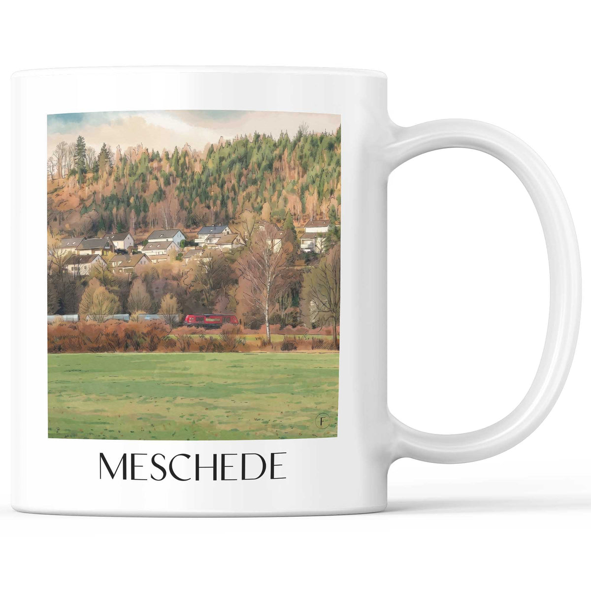 Meschede Kaffeebecher - Sauerland - Deutschland Becher - Kaffeetasse im Aquarell Stil - favplace