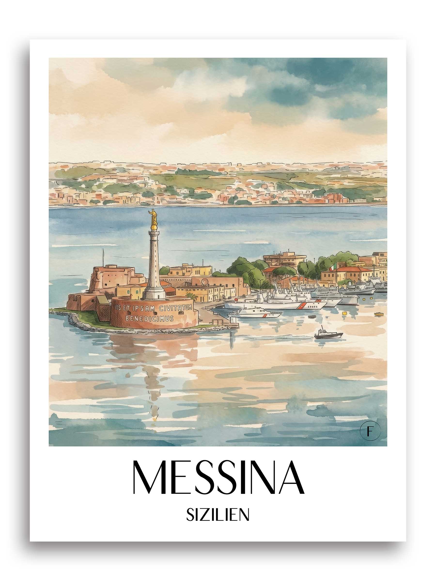 messina-sizilien-italien-poster-aquarell