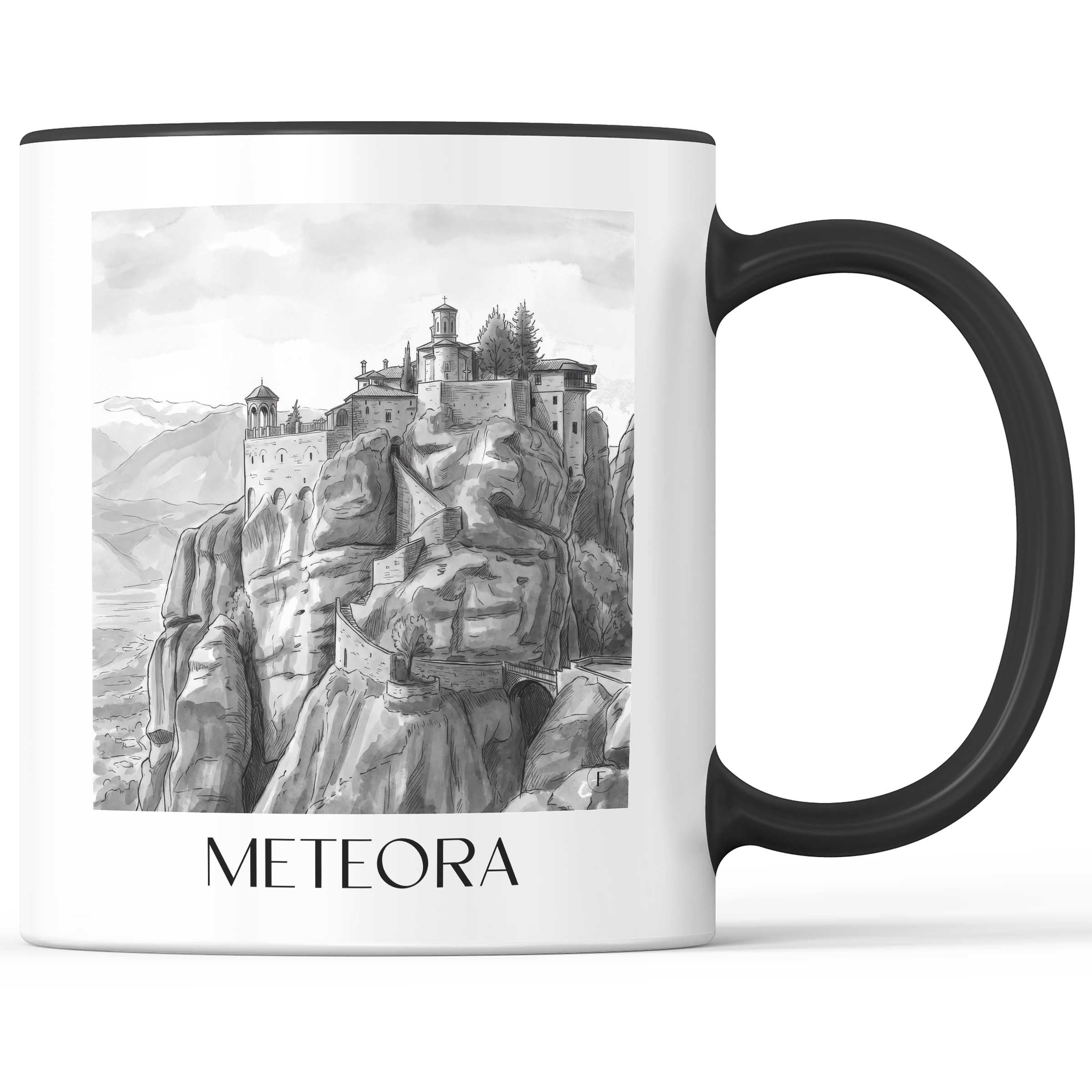 meteora-griechenland-griechenland-kaffeebecher-aquarell-schwarz-weiss