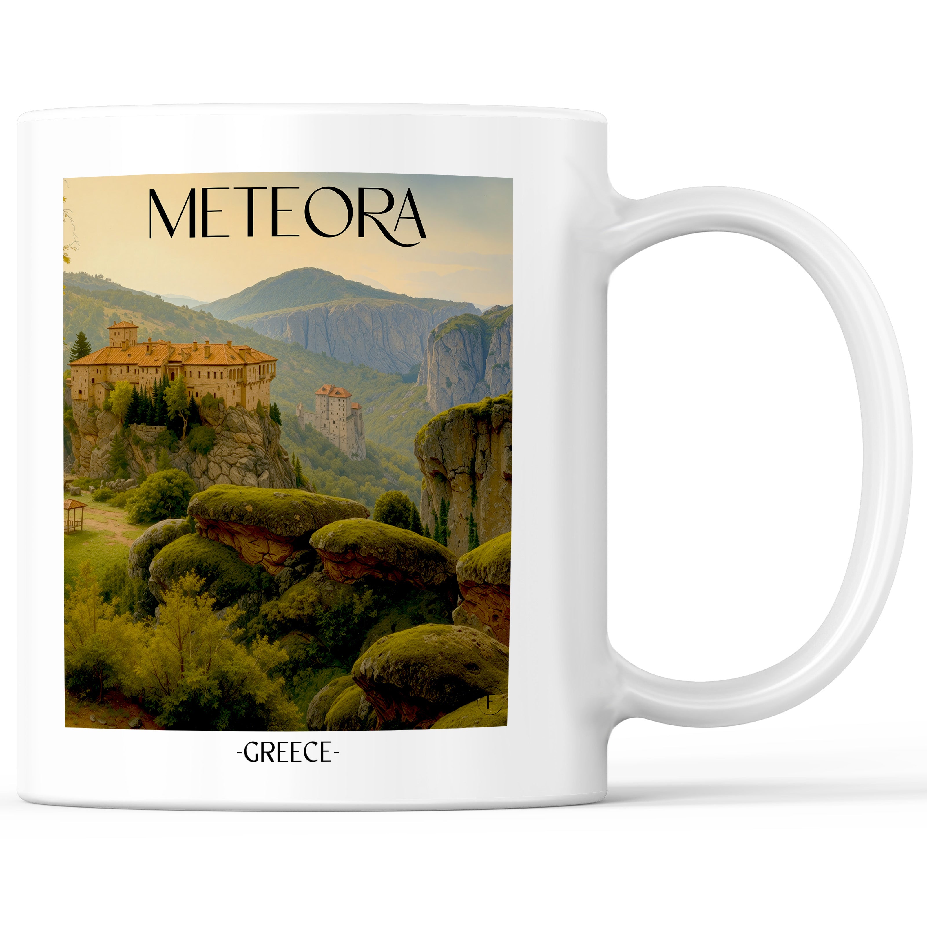 Meteora Kaffeebecher - Griechenland - Griechenland Becher - Kaffeetasse im Aquarell Stil - favplace