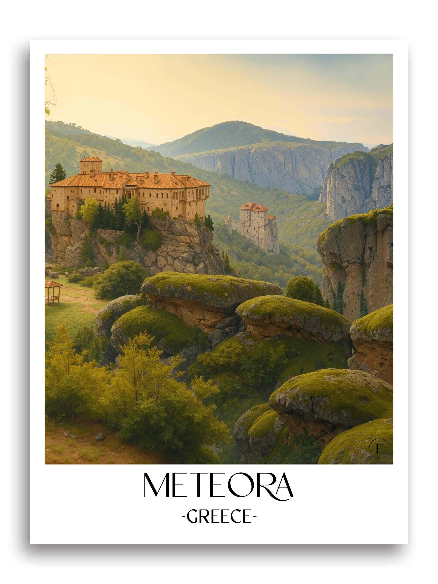 Meteora Poster - Griechenland - Griechenland Kunstdruck - Aquarell von A4 bis A1 - favplace
