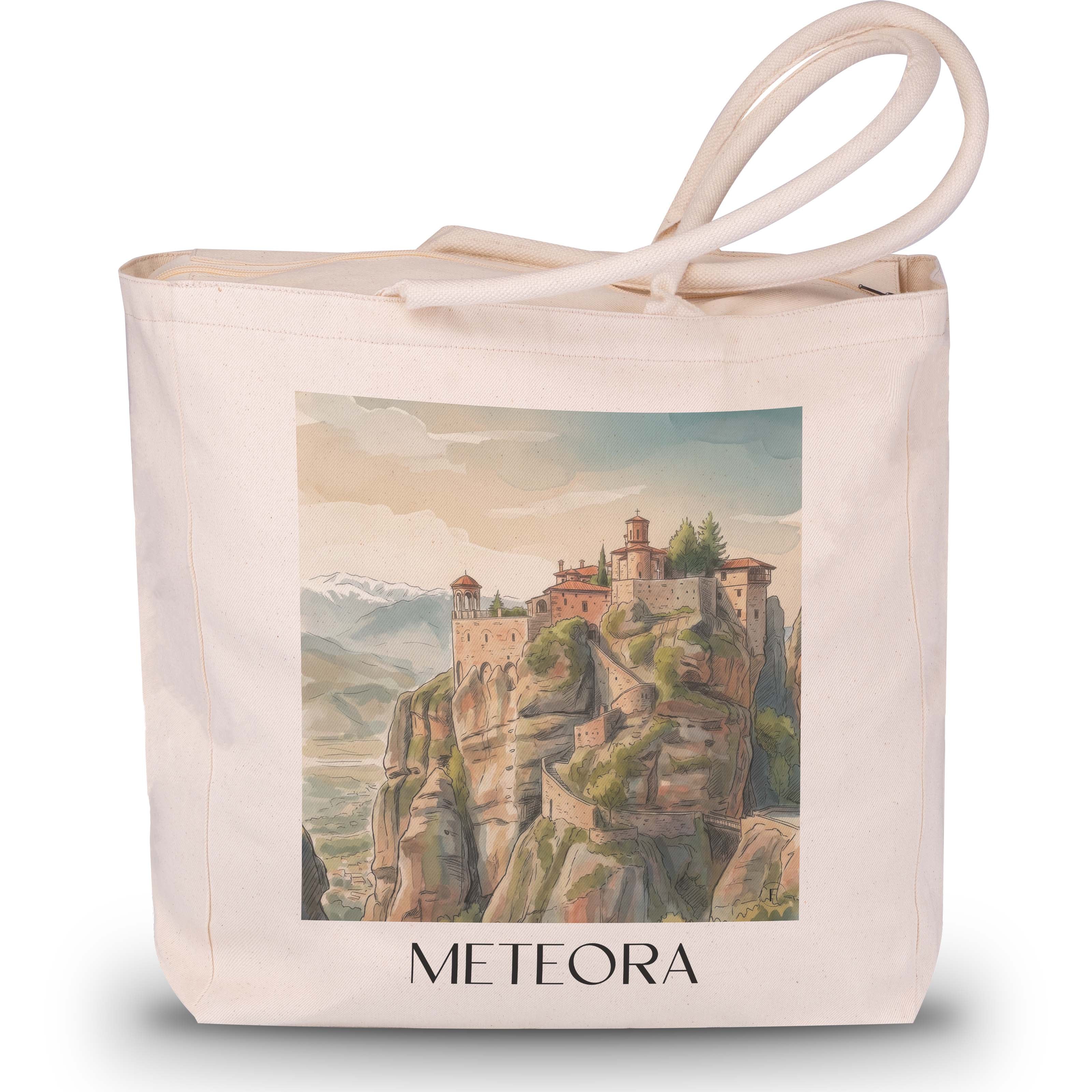Meteora Shopping Tasche - Griechenland - Griechenland Tote Bag - Einkaufstasche im Aquarell Stil - favplace