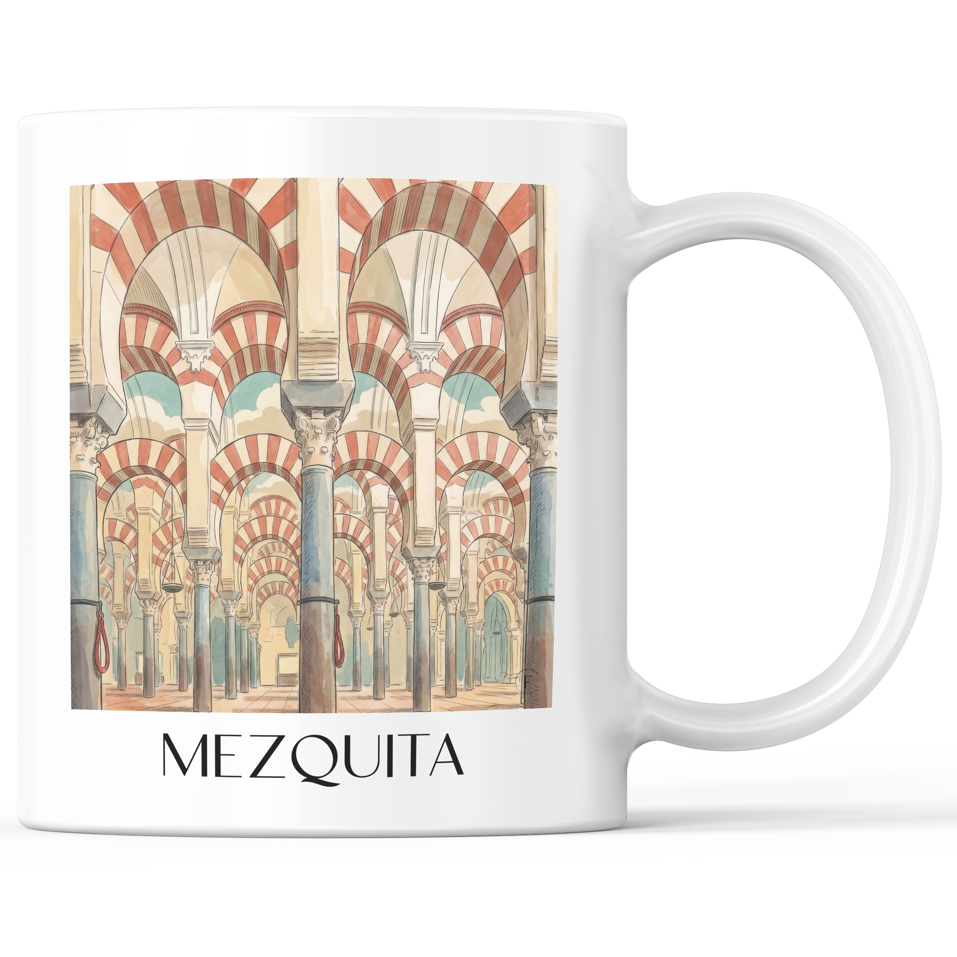 Mezquita Kaffeebecher - Córdoba - Spanien Becher - Kaffeetasse im Aquarell Stil - favplace