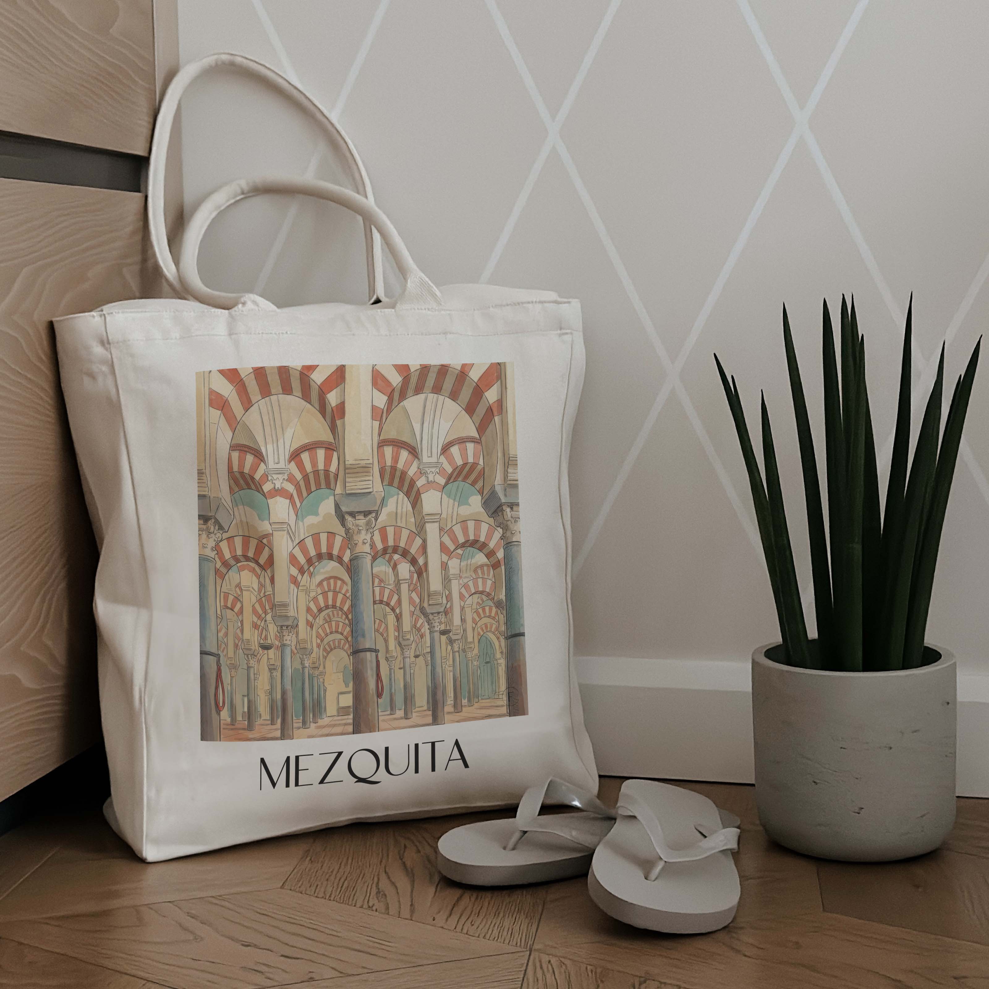 mezquita-córdoba-spanien-einkaufstasche-aquarell