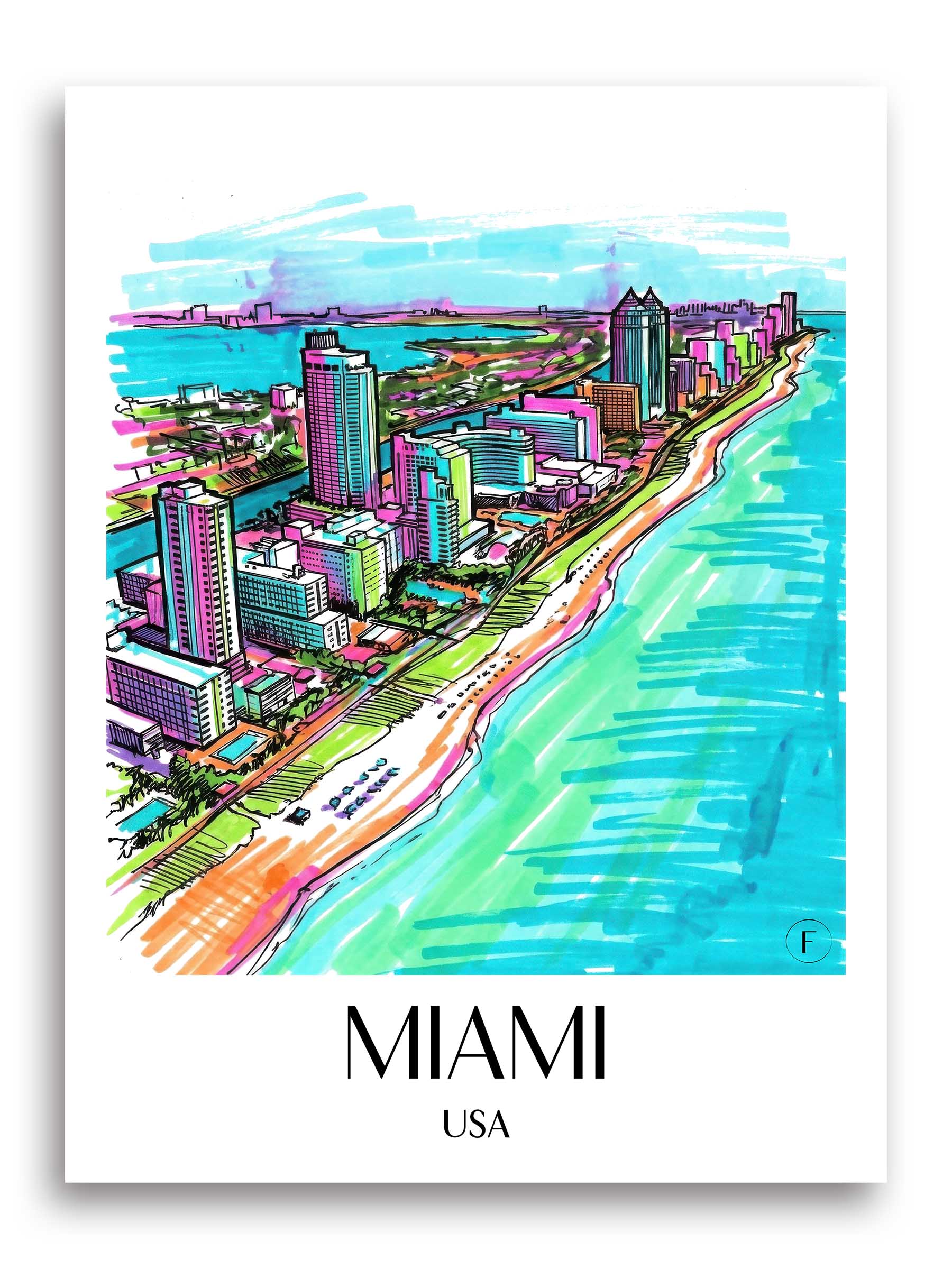 Miami Poster - - USA Kunstdruck - Tag Graffiti von A4 bis A1 - favplace