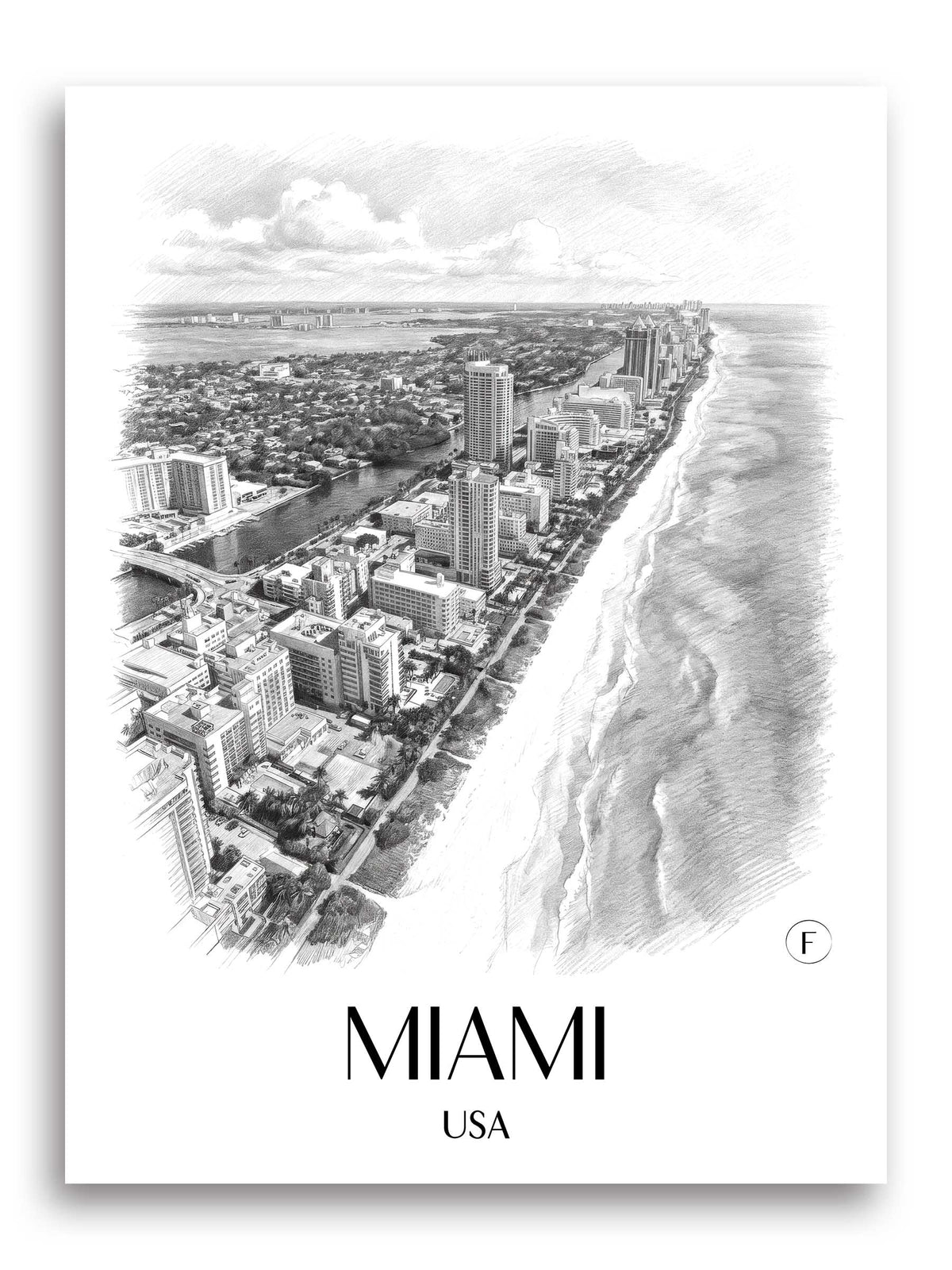 Miami Poster - - USA Kunstdruck - Zeichnung von A4 bis A1 - favplace
