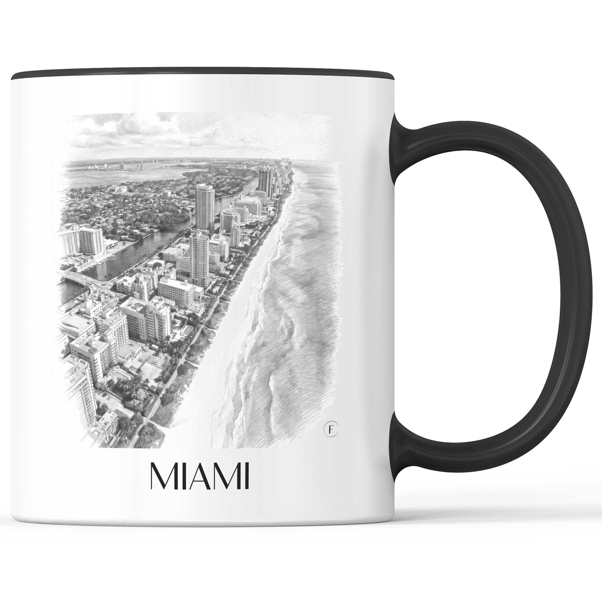 Miami - USA Becher - Kaffeetasse im Zeichnung Stil - favplace