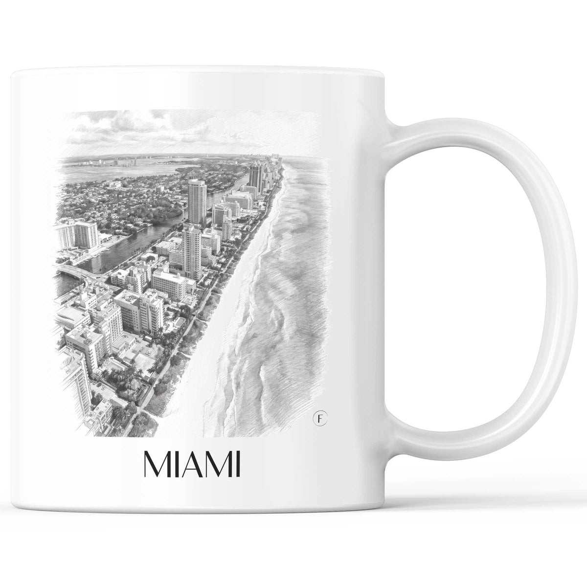 Miami - USA Becher - Kaffeetasse im Zeichnung Stil - favplace