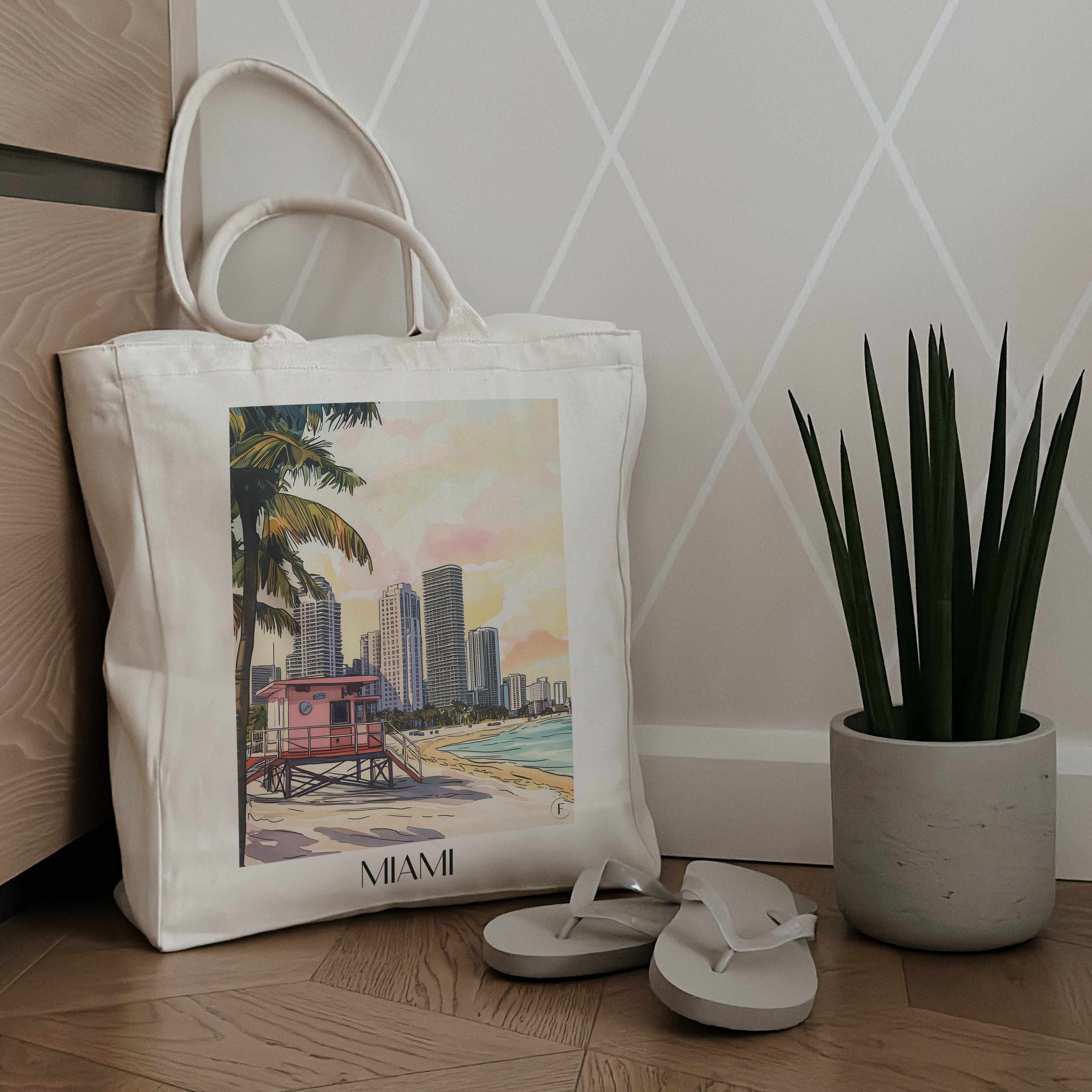 miami-usa-einkaufstasche-aquarell