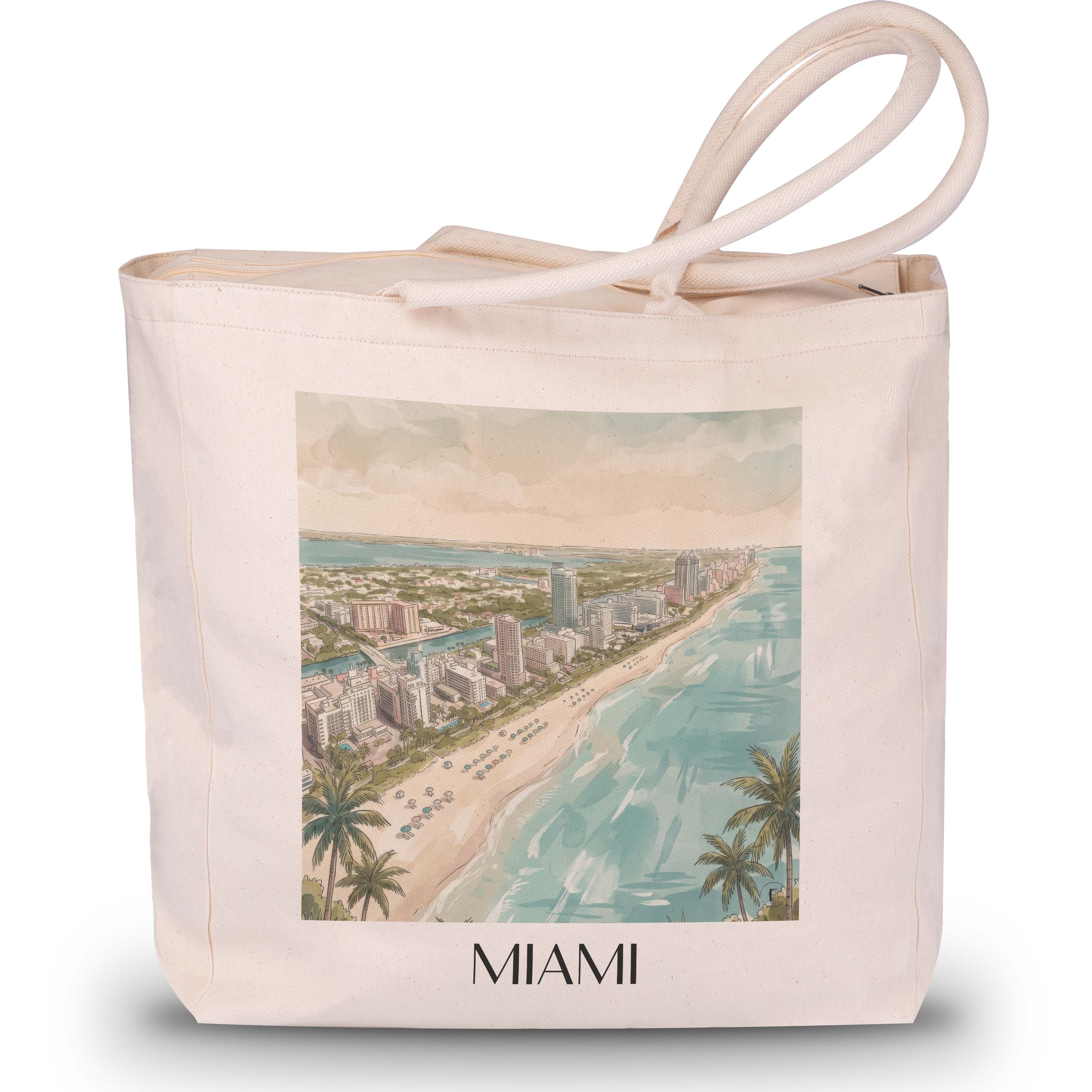 Miami - USA Tote Bag - Einkaufstasche im Aquarell Stil - favplace