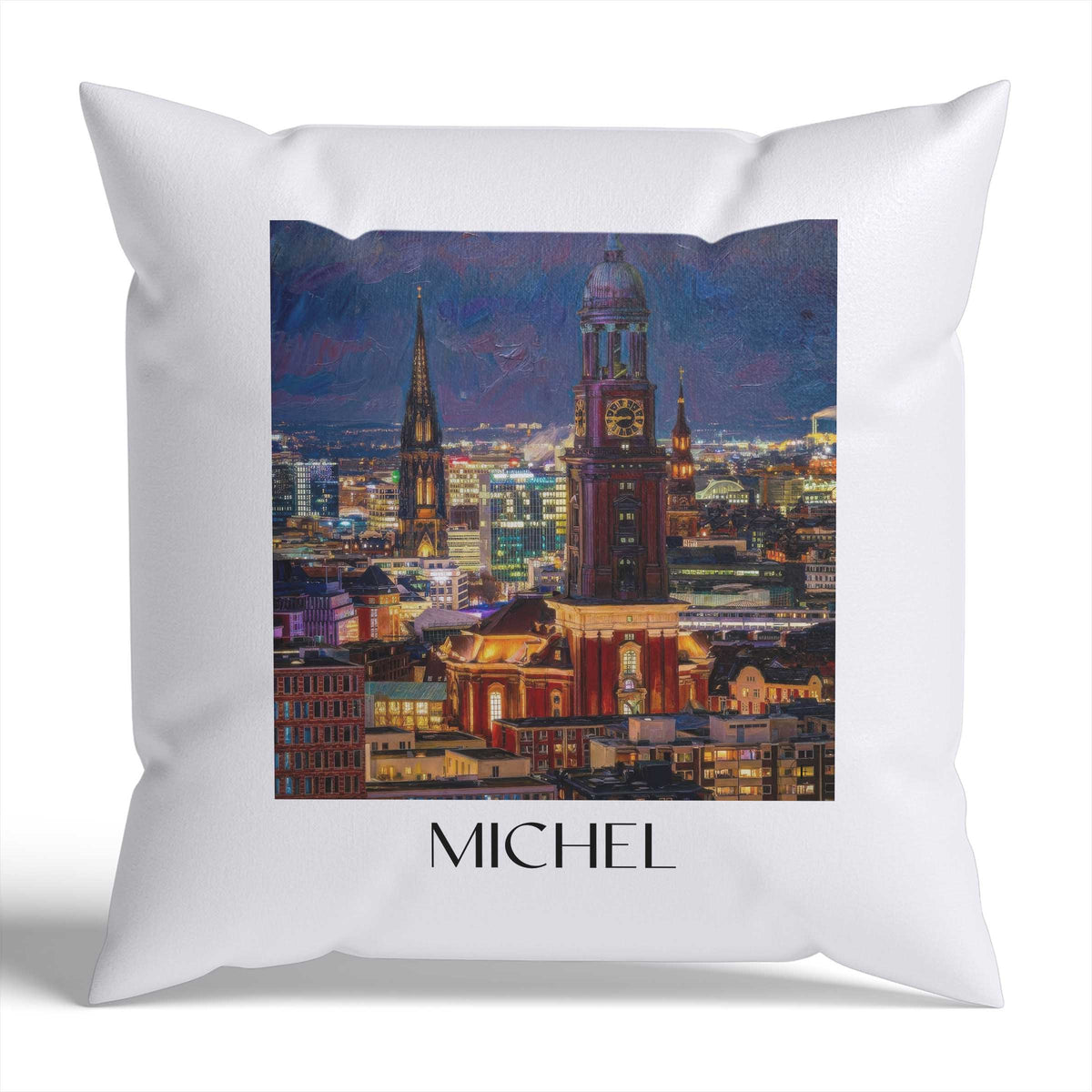Michel Kissenhülle - Zierkissen Bezug - Hamburg - Deutschland Kissen bzw. Kissenbezug im Ölgemälde Stil - favplace