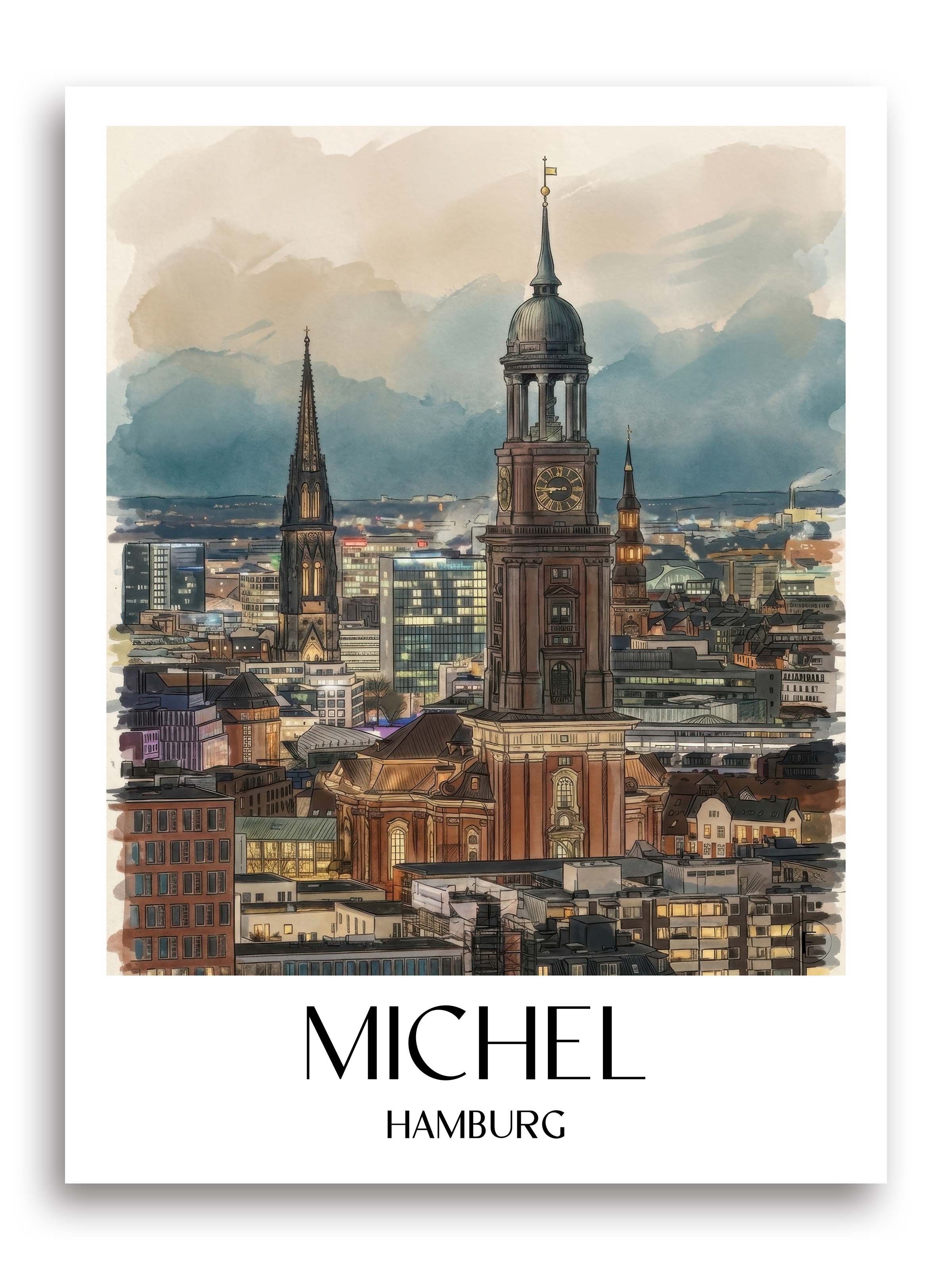 Michel Poster - Hamburg - Deutschland Kunstdruck - Aquarell von A4 bis A1 - favplace