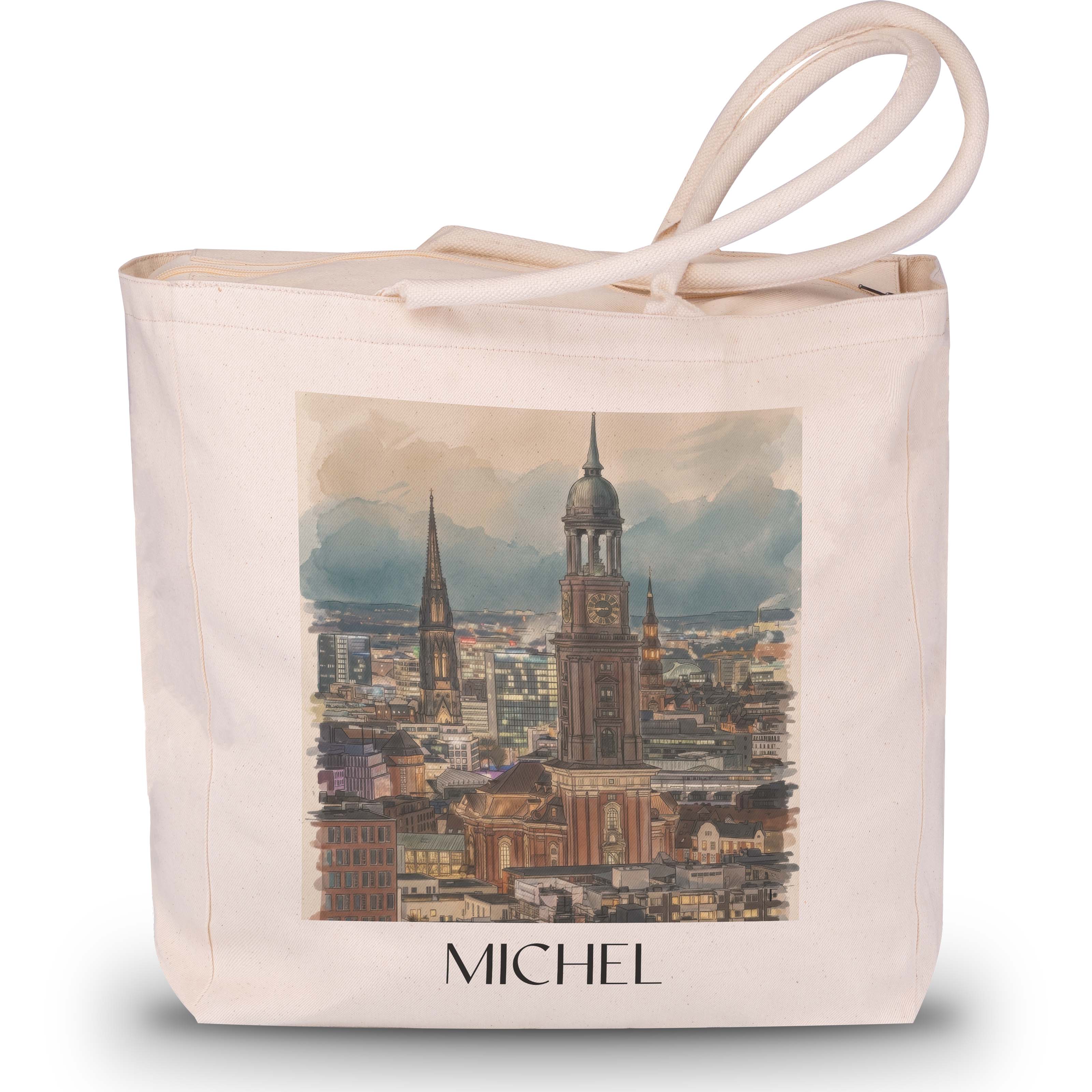 michel-hamburg-deutschland-einkaufstasche-aquarell