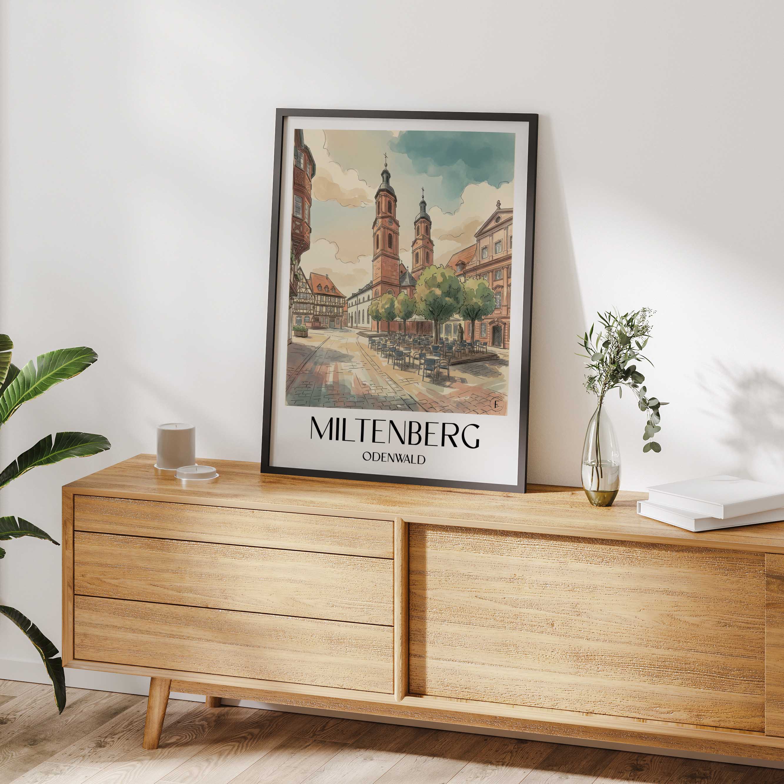 miltenberg-odenwald-deutschland-poster-aquarell