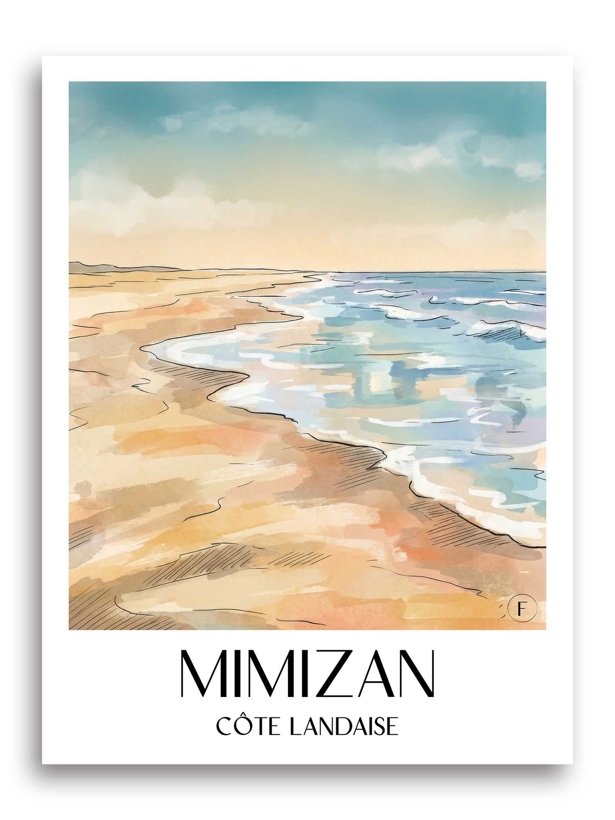 mimizan-côte-landaise-frankreich-poster-aquarell