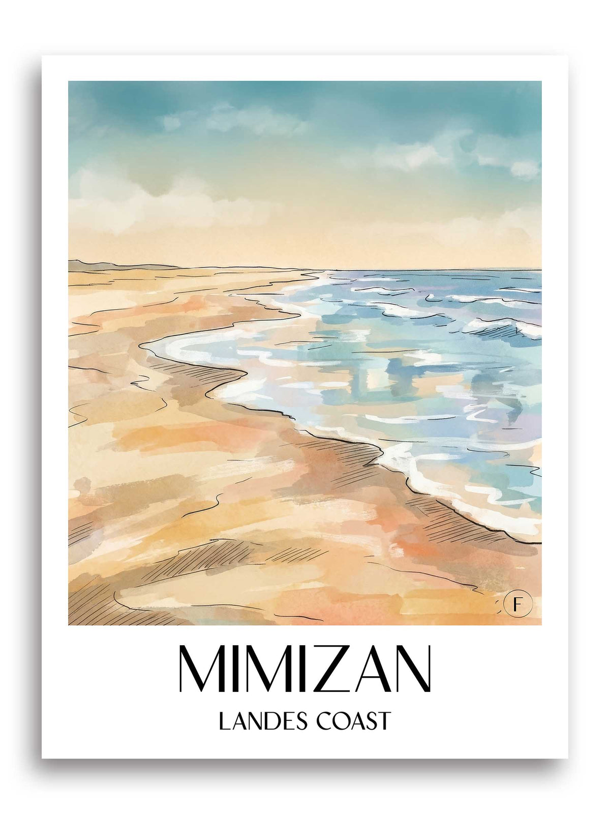 Mimizan Poster - Côte Landaise - Frankreich Kunstdruck - Aquarell von A4 bis A1 - favplace