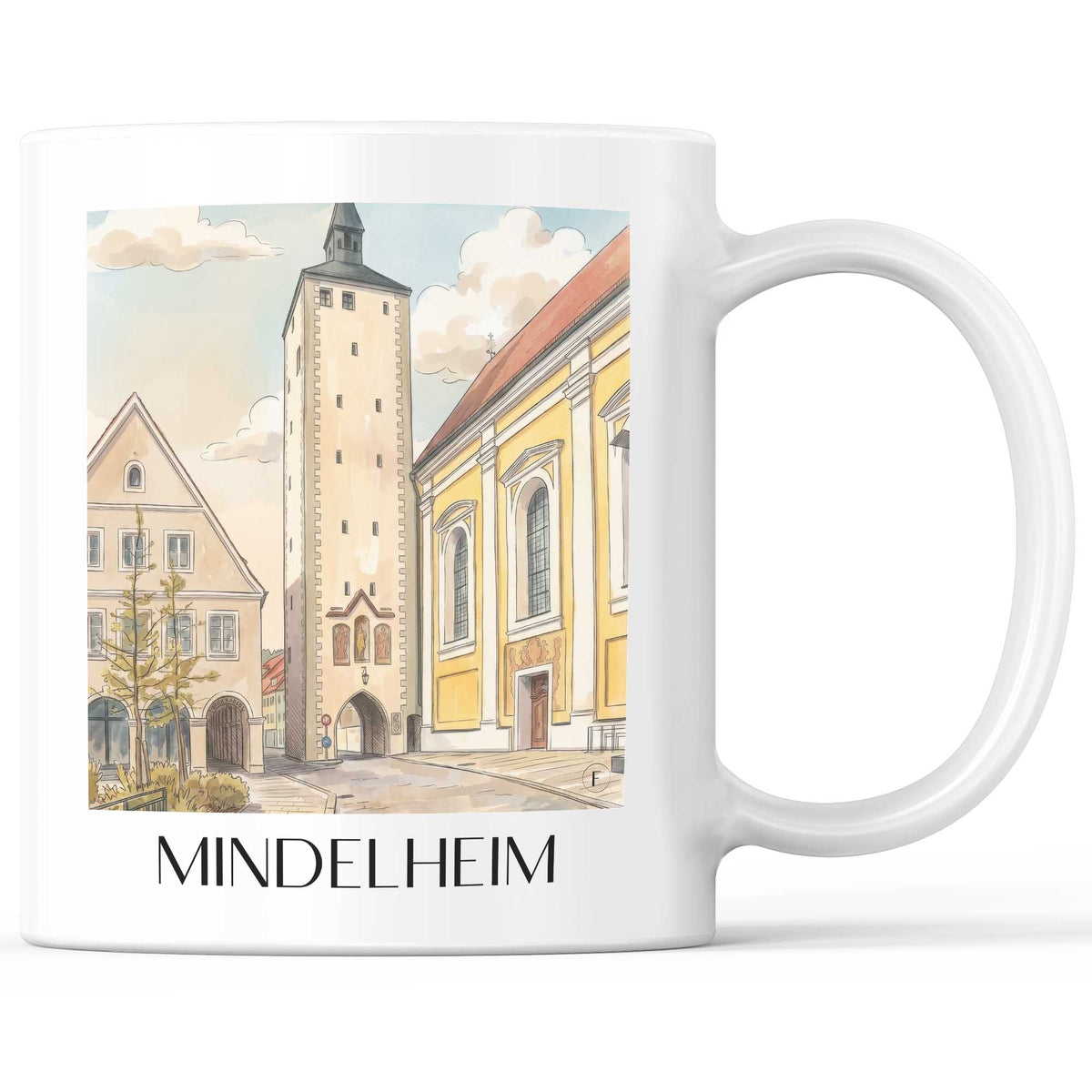 mindelheim-unterallgäu-deutschland-kaffeebecher-aquarell