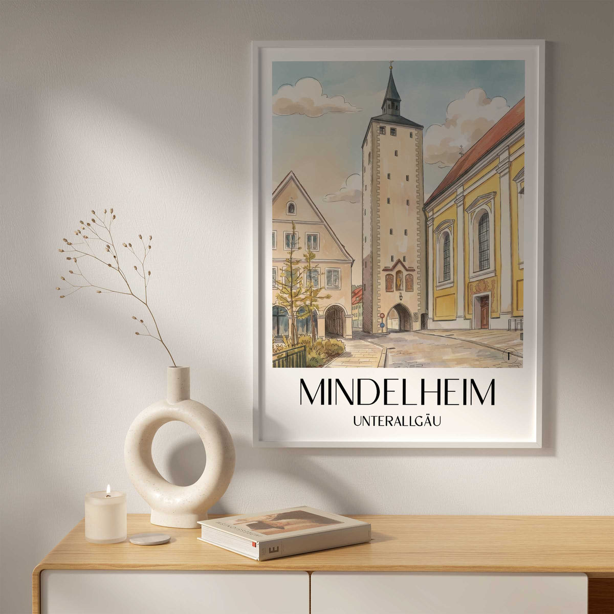 mindelheim-unterallgäu-deutschland-poster-aquarell